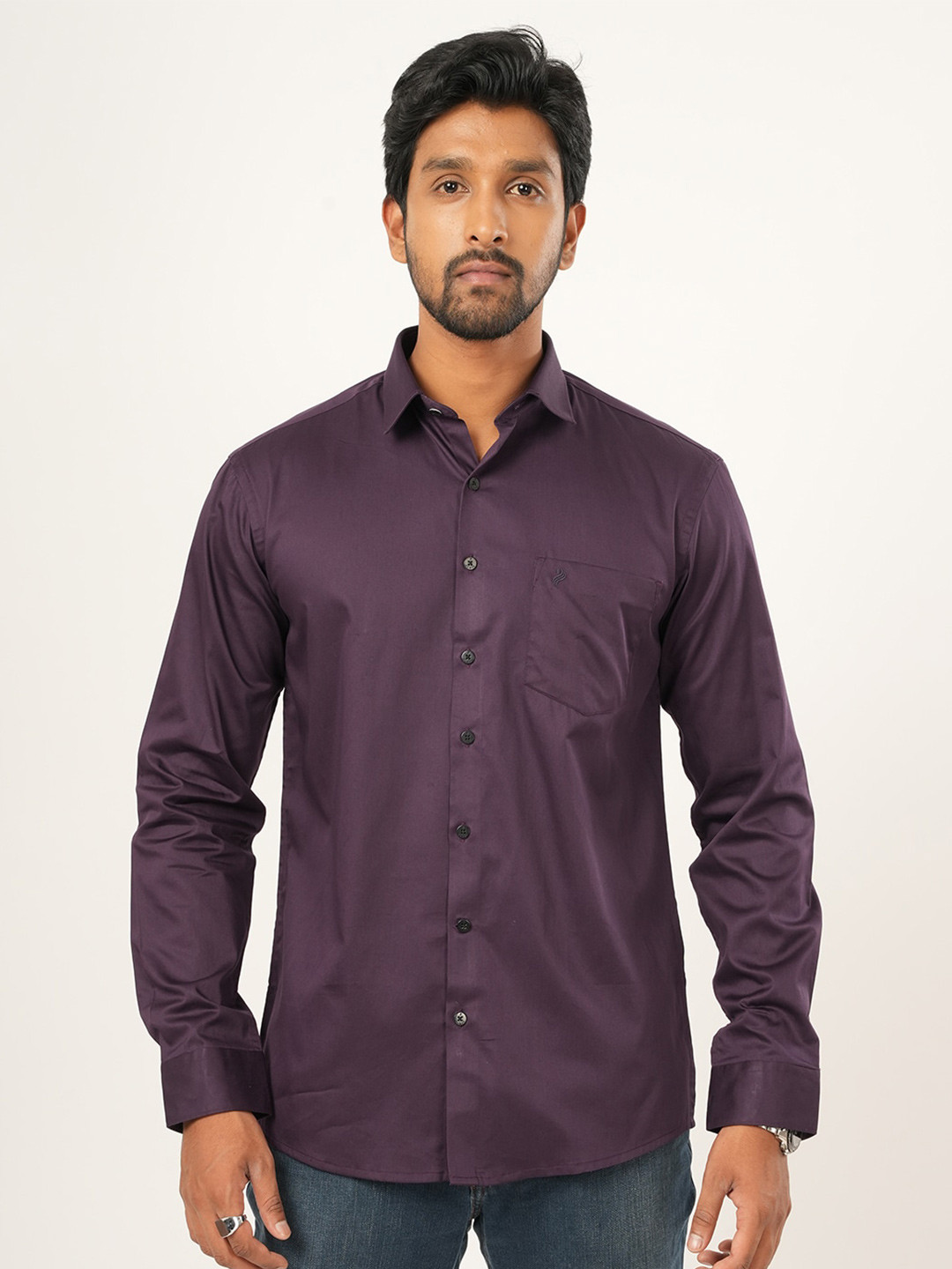 

ALAYA Standard Slim Fit Cotton Casual Shirt, Purple