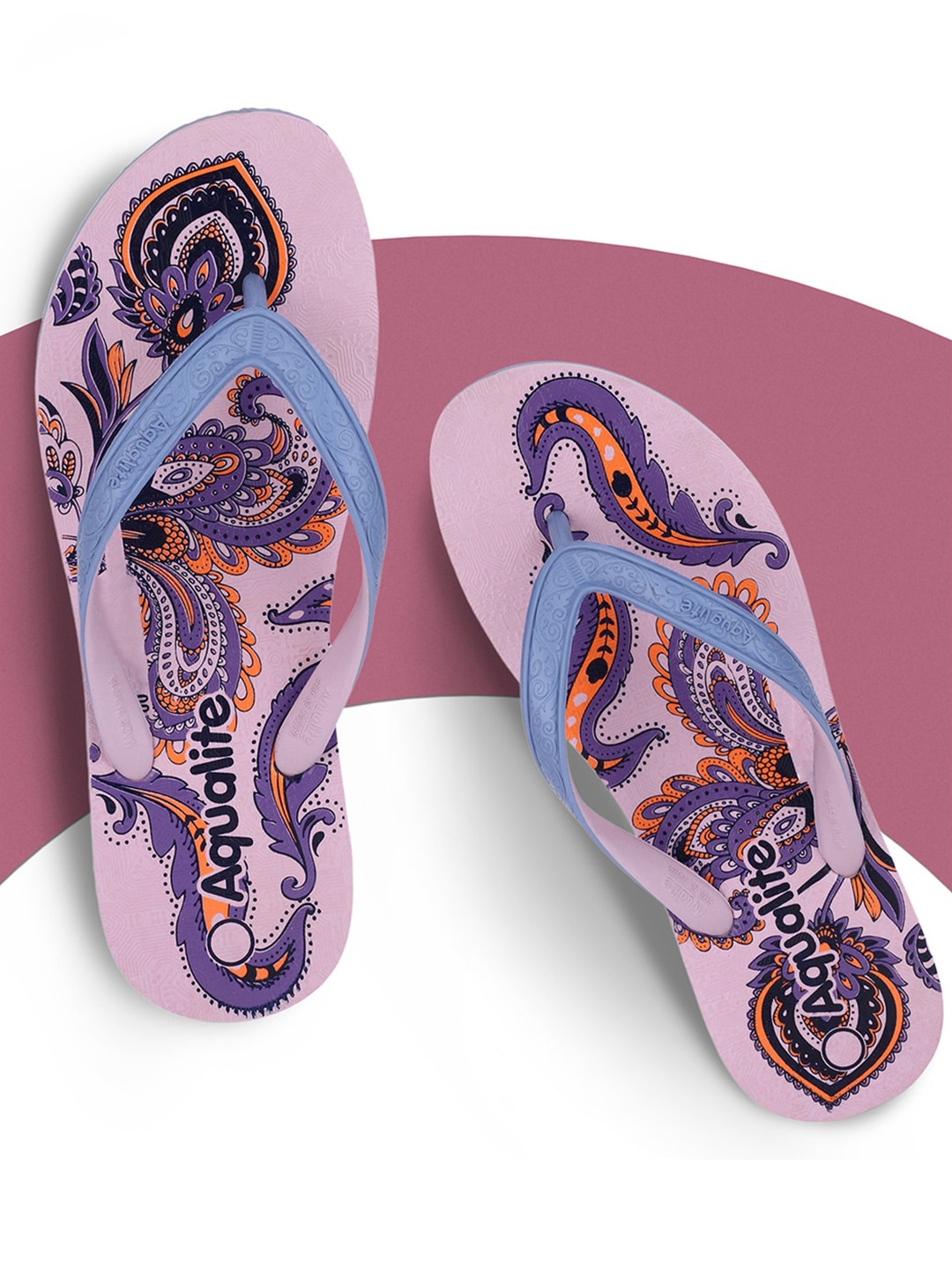 

Aqualite Women Printed Rubber Thong Flip-Flops, Purple