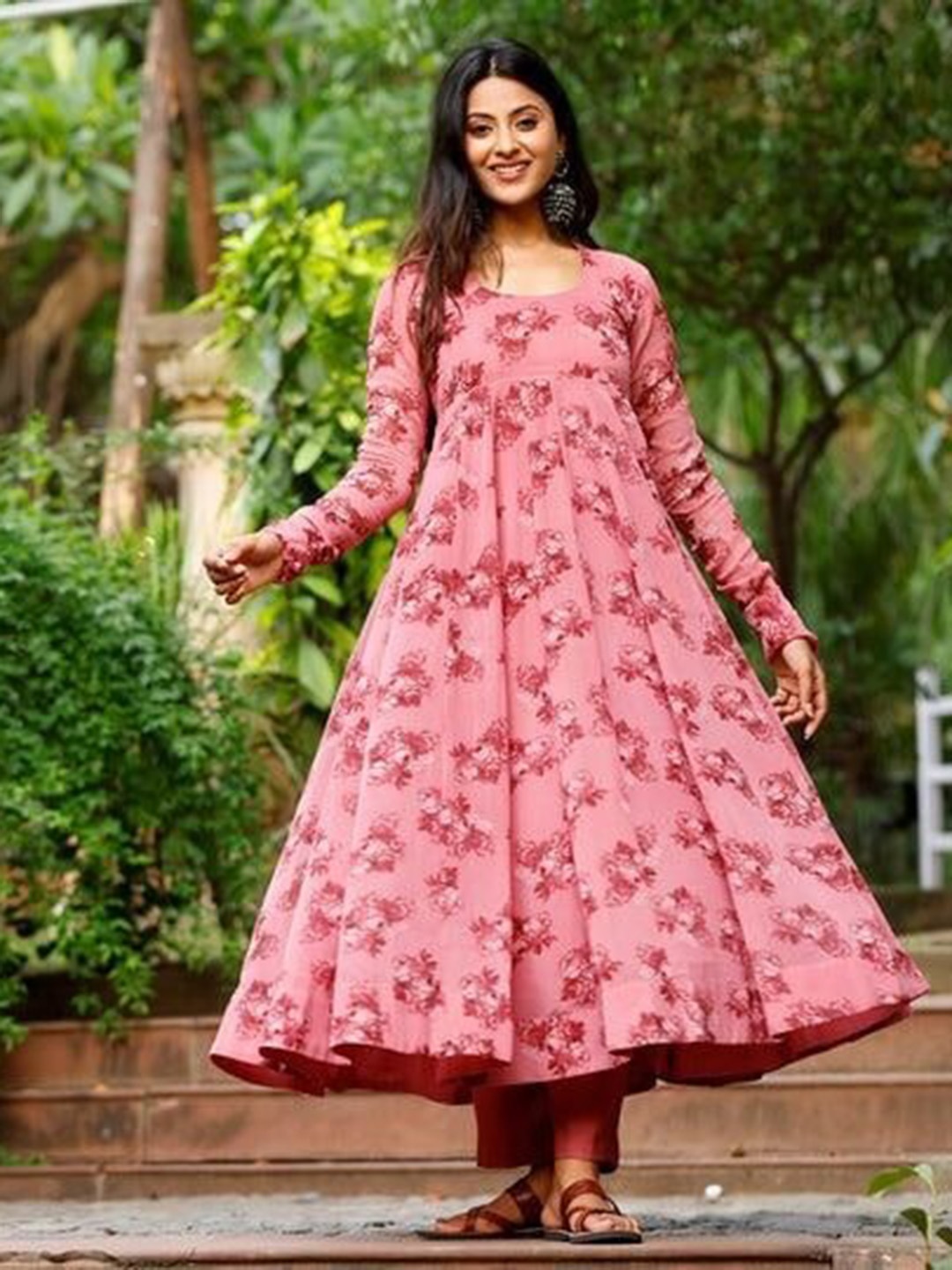 

KALINI Floral Printed Anarkali Kurta, Peach