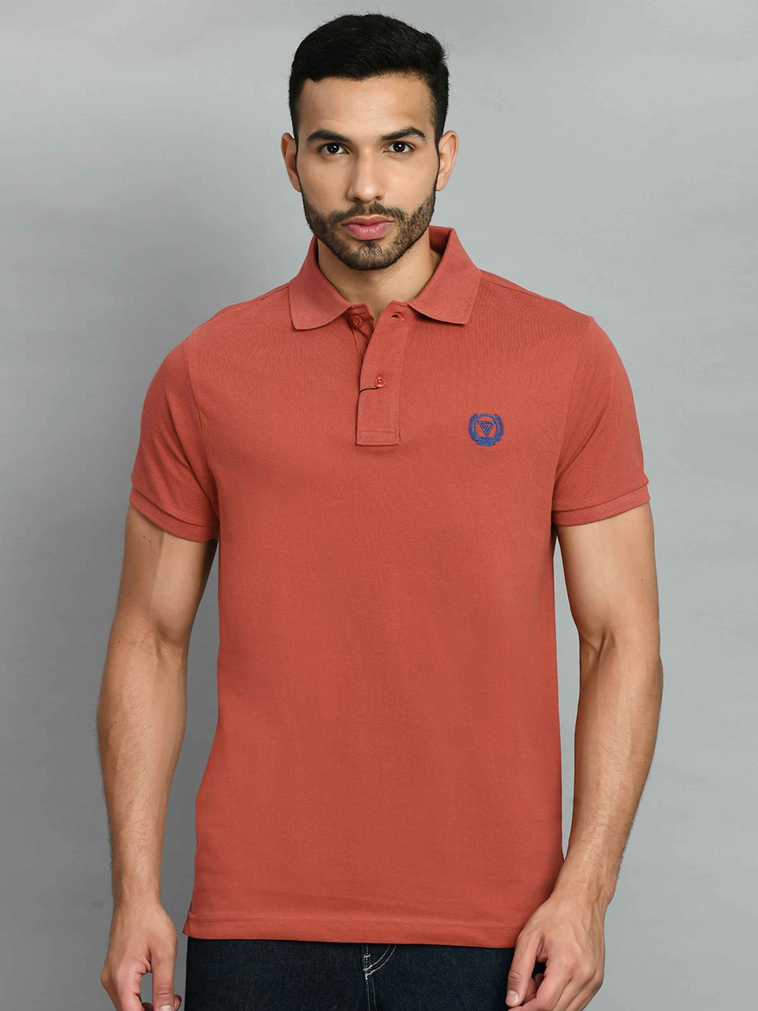 

SQUIREHOOD Polo Collar Pique Cotton Casual T-shirt, Rust