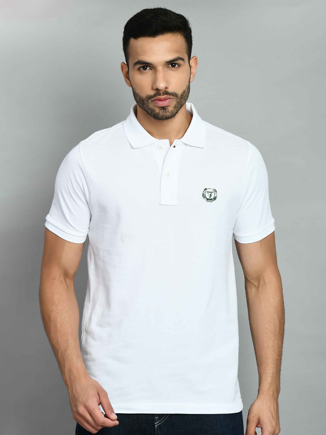 

SQUIREHOOD Polo Collar Pique Cotton Casual T-shirt, White