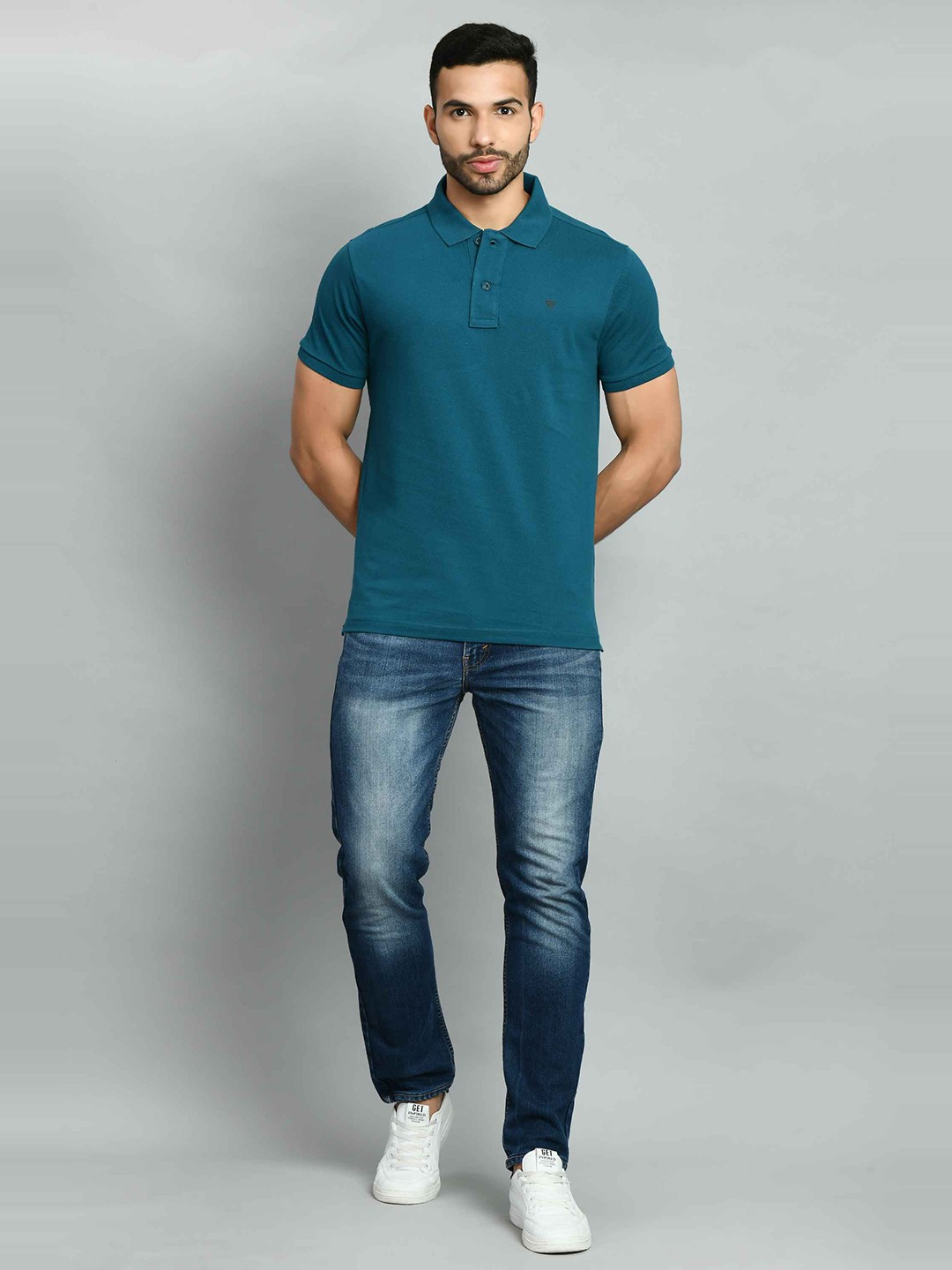 

SQUIREHOOD Polo Collar Pique Cotton Casual T-shirt, Teal