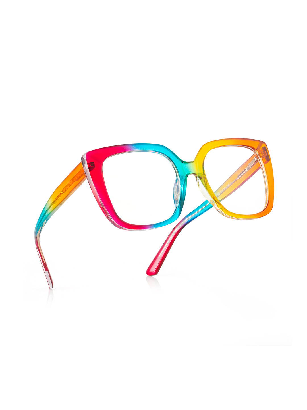 

PERKEY Unisex Full Rim Oversized Blue Cut Square Frames OPTL002-C3, Red
