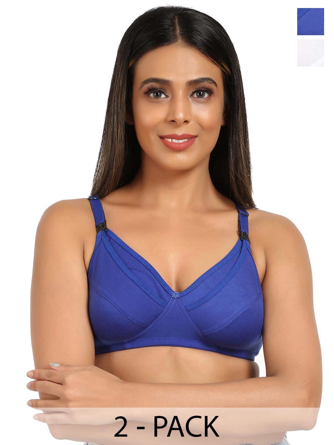 

Mine4Nine Pack Of 2 Full Coverage Maternity Bra All Day Comfort, Blue