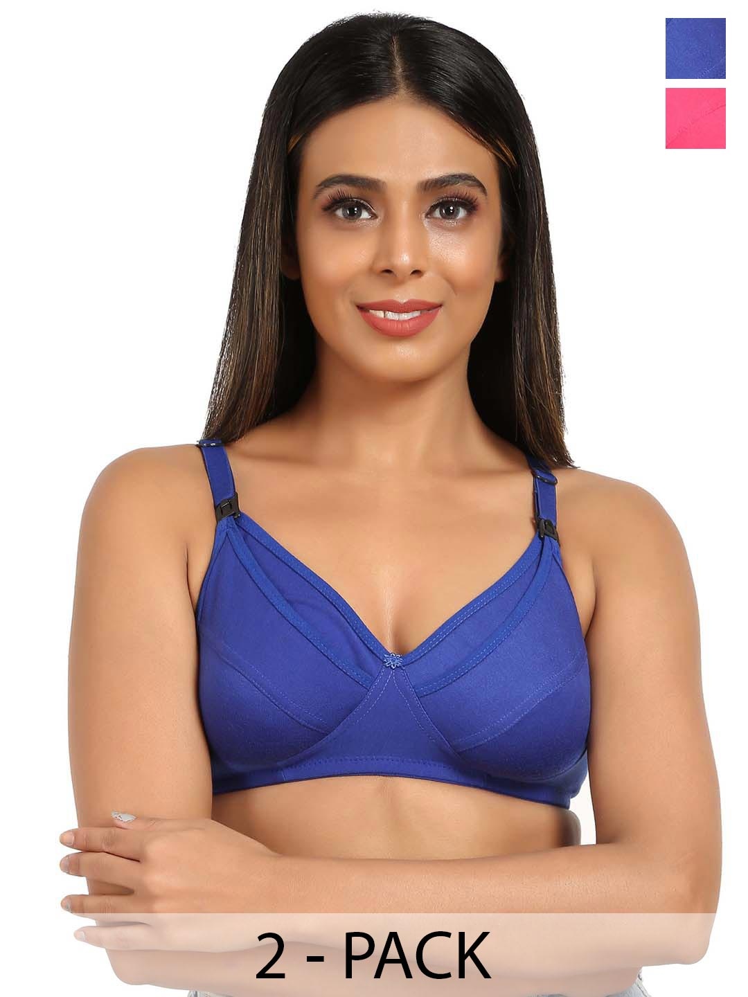 

Mine4Nine Pack Of 2 Full Coverage Maternity Bra All Day Comfort, Blue