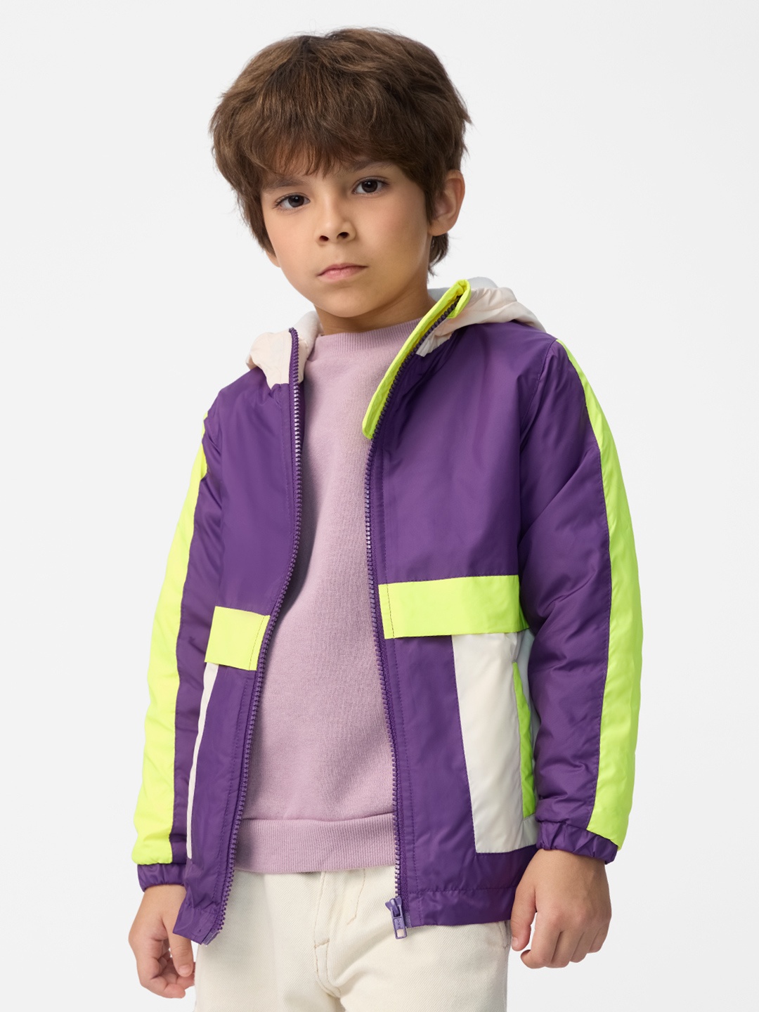 

The Souled Store Boys Colourblocked Lightweight Padded Jacket, Purple