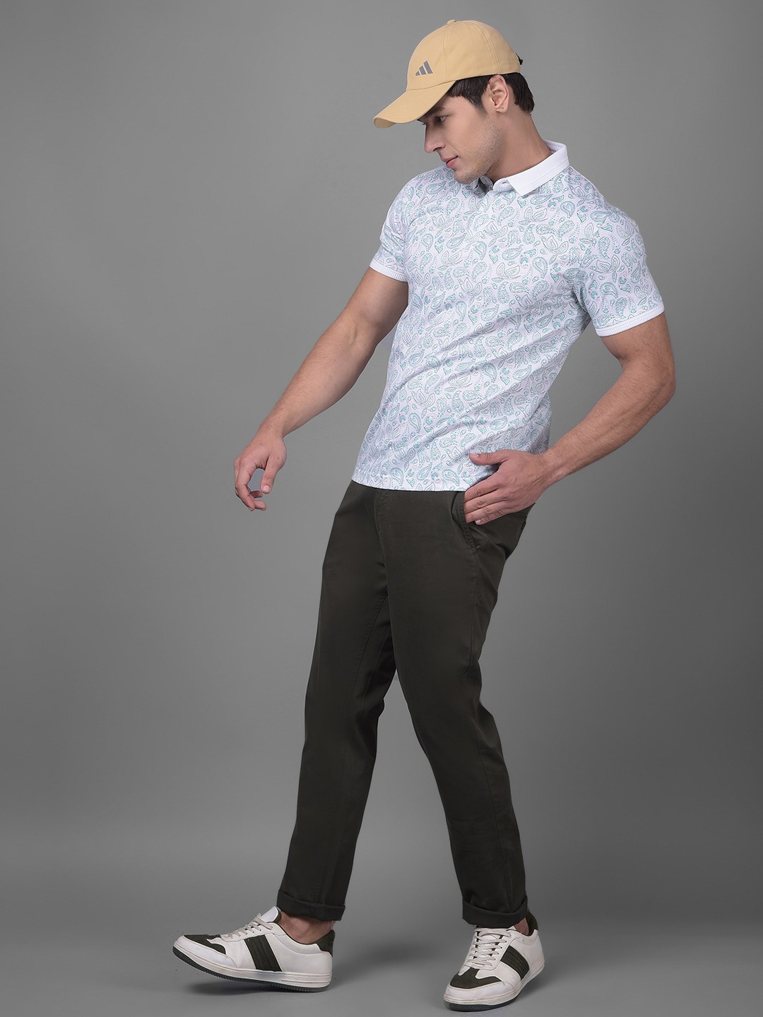 

Crimsoune Club Conversational Printed Polo Collar Short Sleeves Slim Fit Casual T-shirt, Navy blue