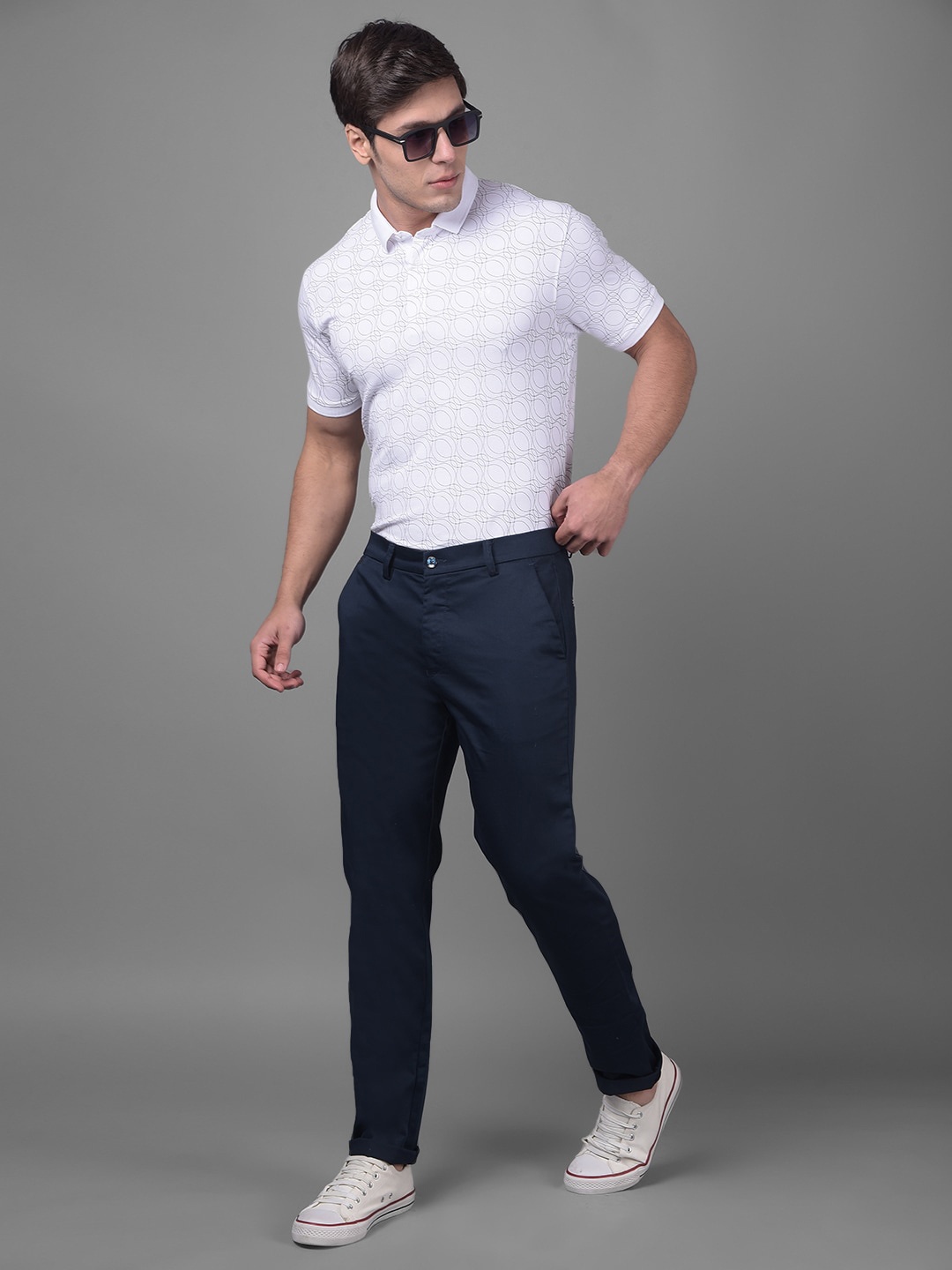 

Crimsoune Club Graphic Printed Polo Collar Short Sleeves Slim Fit Casual T-shirt, White