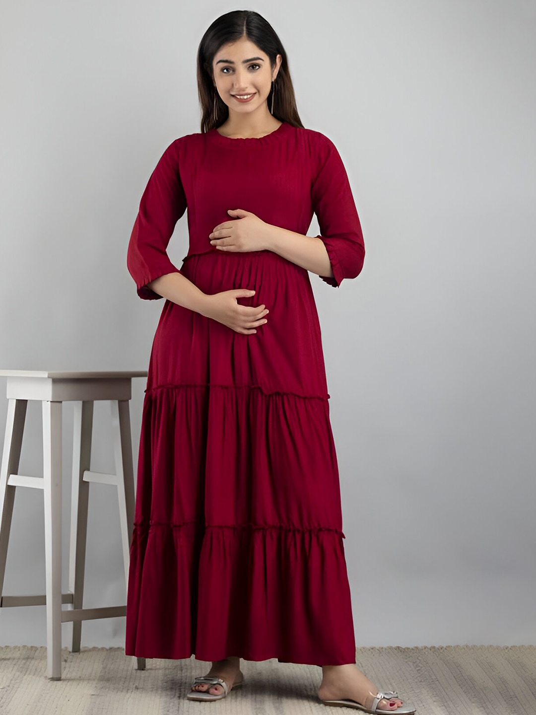 

Subh LAXMI Maternity Maxi Dress, Maroon