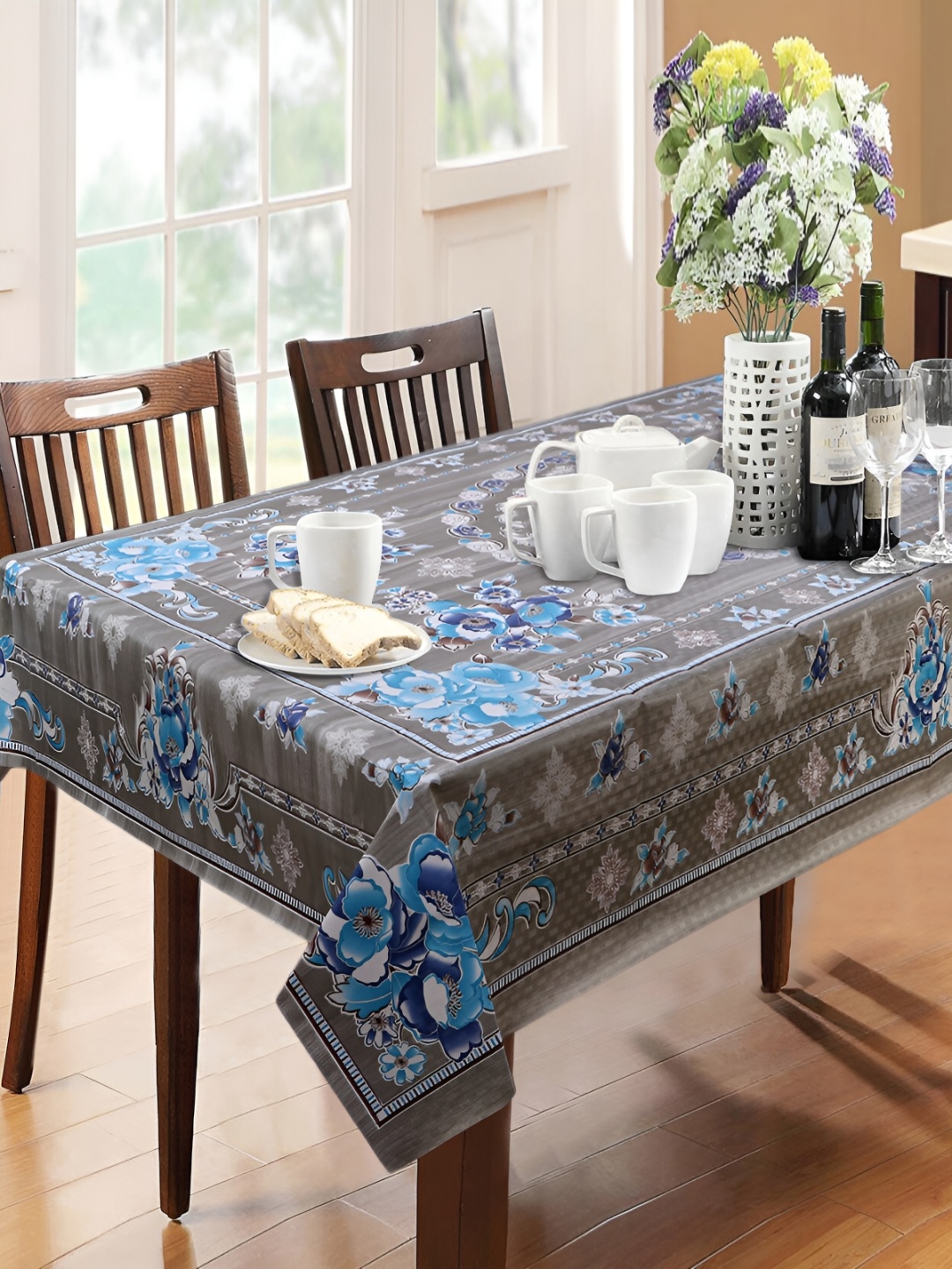 

Dakshya Industries Khaki Floral Printed Waterproof 6-Seater Table Cover