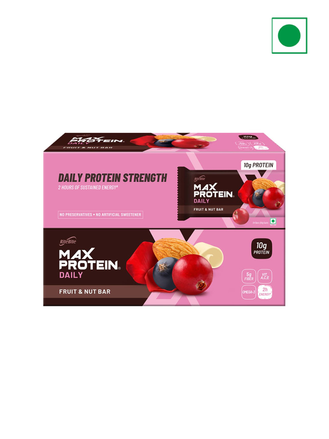 

Ritebite Max Protein Pack of 24 Fruit & Nut Proteins Bar -50 Each, Purple