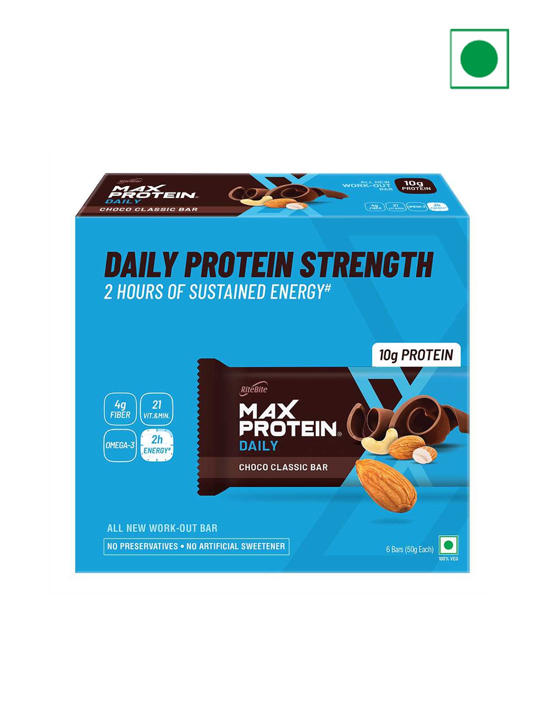 

Ritebite Max Protein Pack Of 6 Daily Choco Classic -50 gm each, Blue