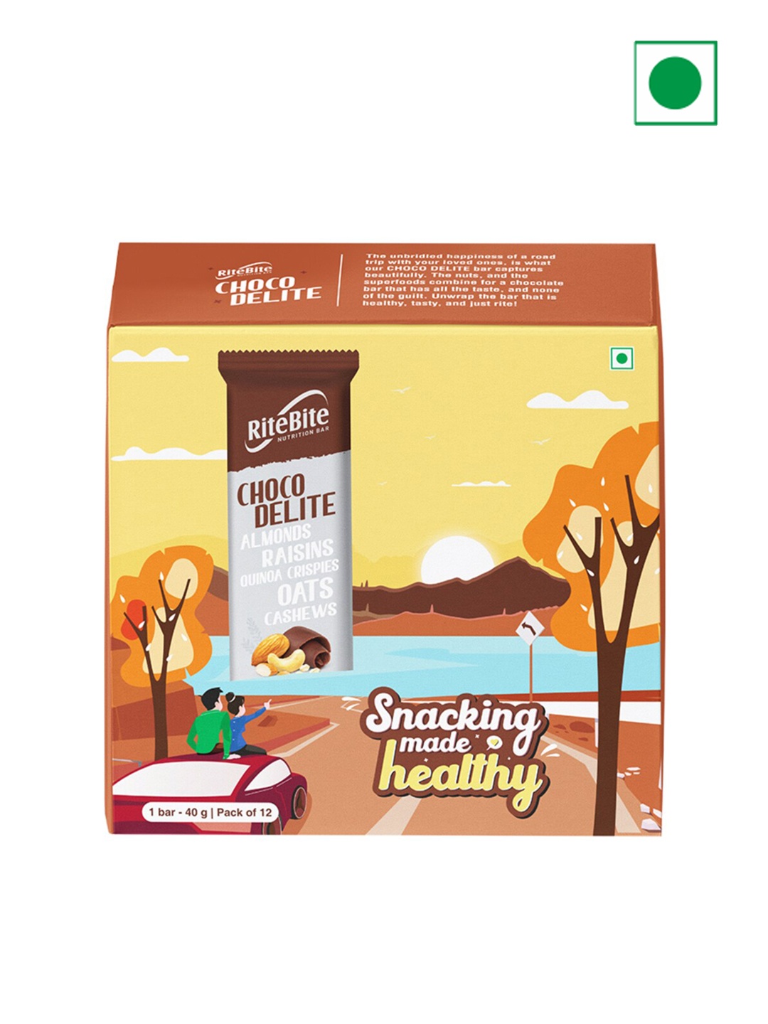 

Ritebite Max Protein Pack Of 12 Nutrition Choco Delight Bar -40 gm each, Yellow