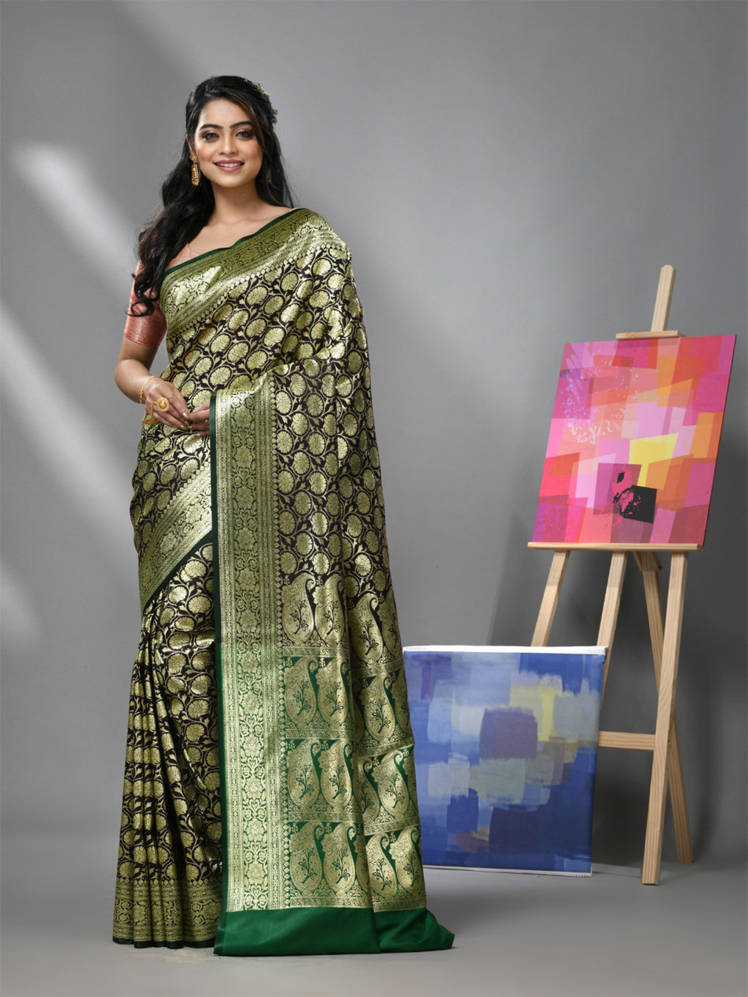 

Charukriti Ethnic Woven Design Zari Heavy Work Banarasi Saree, Purple