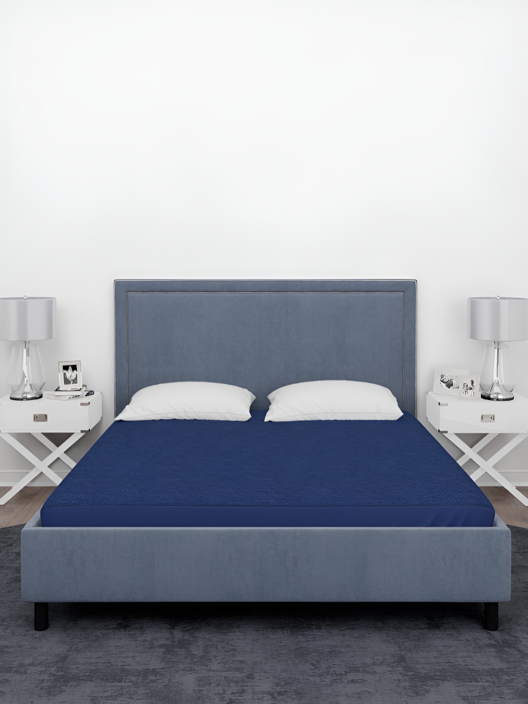 

Aura Navy Blue Terry Cotton King Size Double Bed Water Resistant Mattress Protector