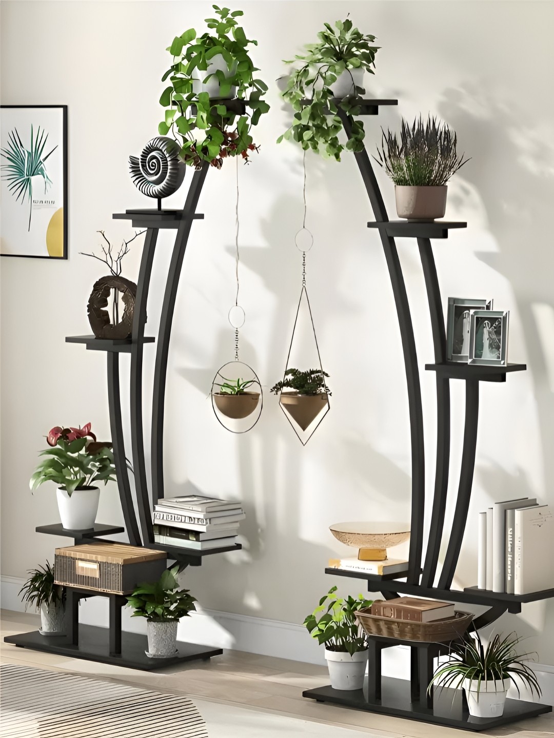 

The Art House Black 2 Pieces Textured Ceramic Planters