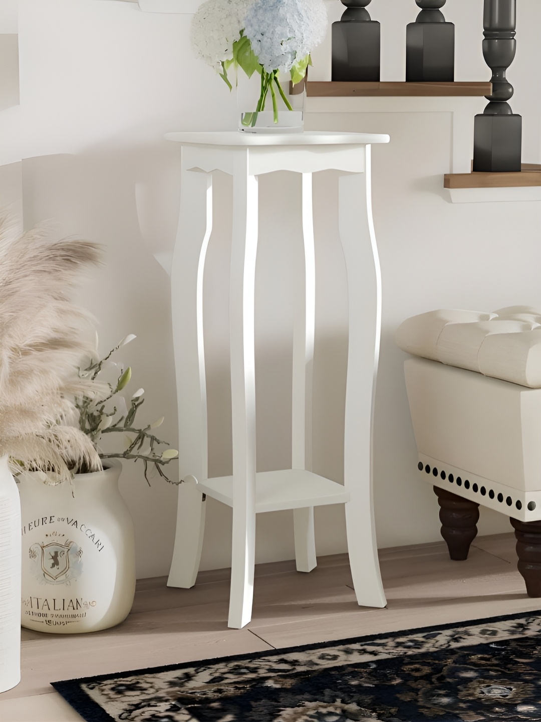 

The Art House White Textured Ceramic Planter With Holder