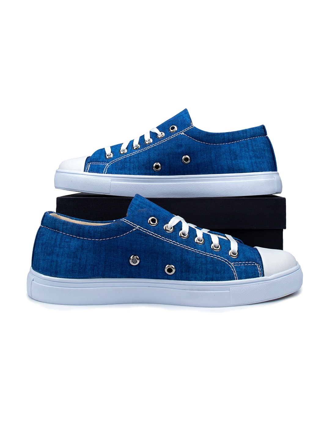 

KobSook Men Comfort Insole Contrast Sole Lace-Ups Sneakers, Blue