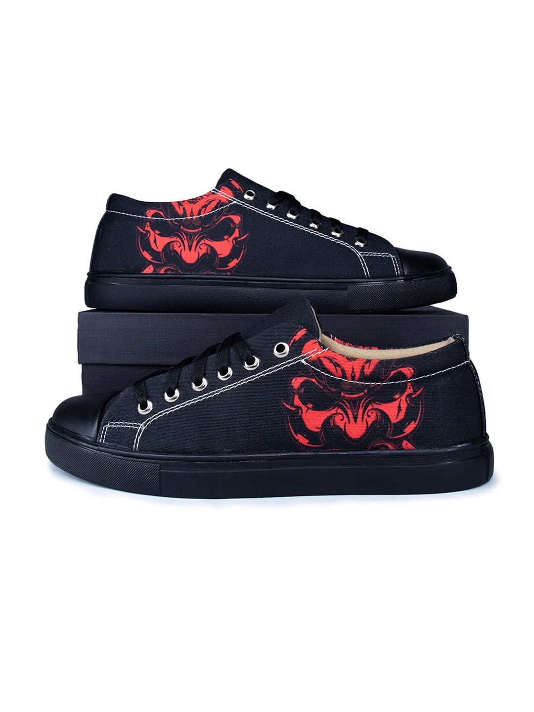

KobSook Men Printed Lace Up Sneakers, Black