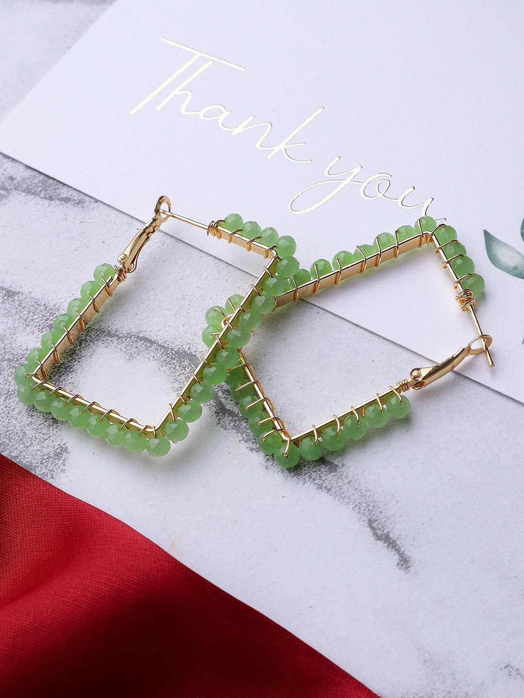 

Mali Fionna Alloy Crystals Contemporary Hoop Earrings, Green