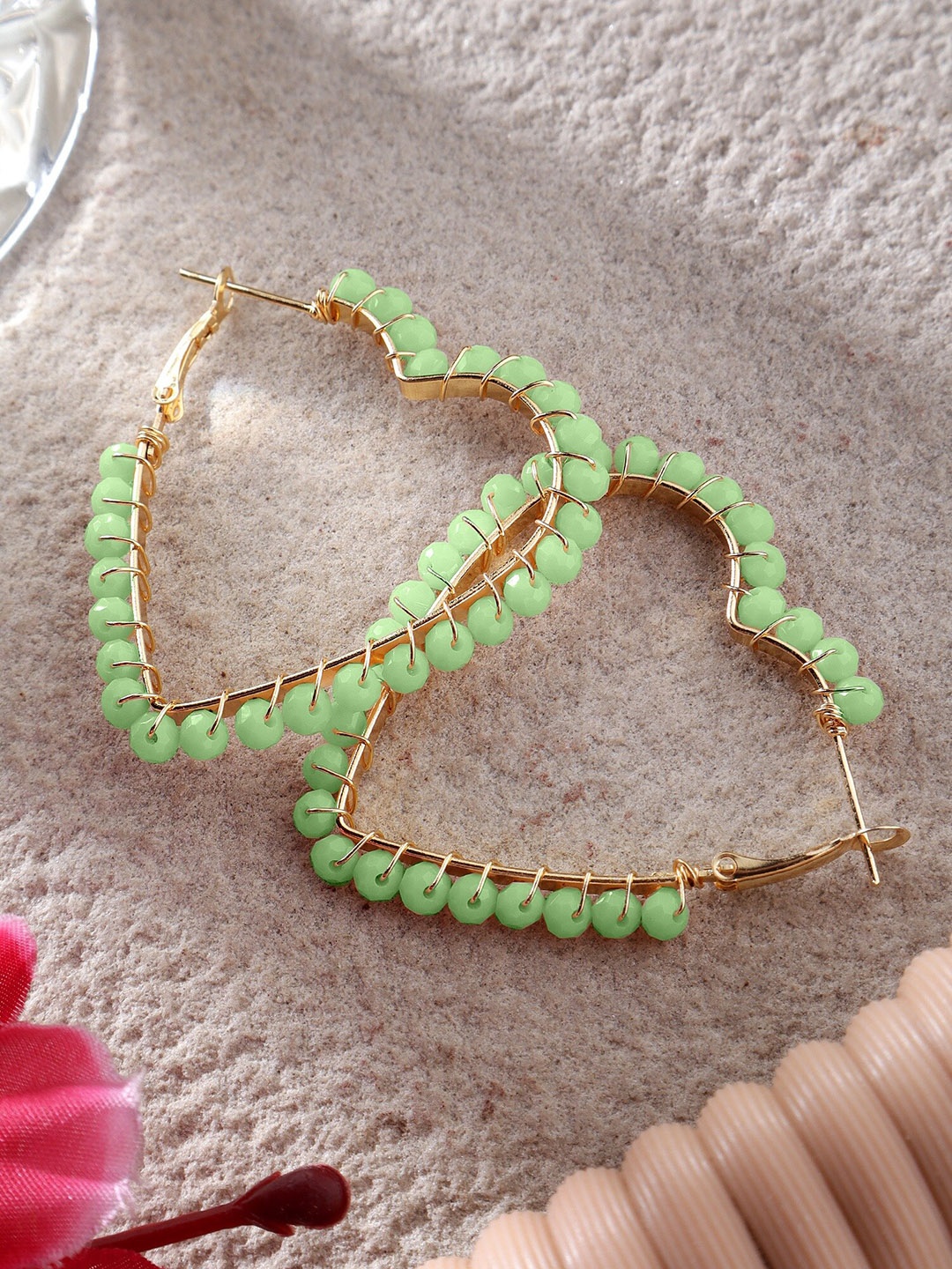 

Mali Fionna Beaded Contemporary Hoop Earrings, Green