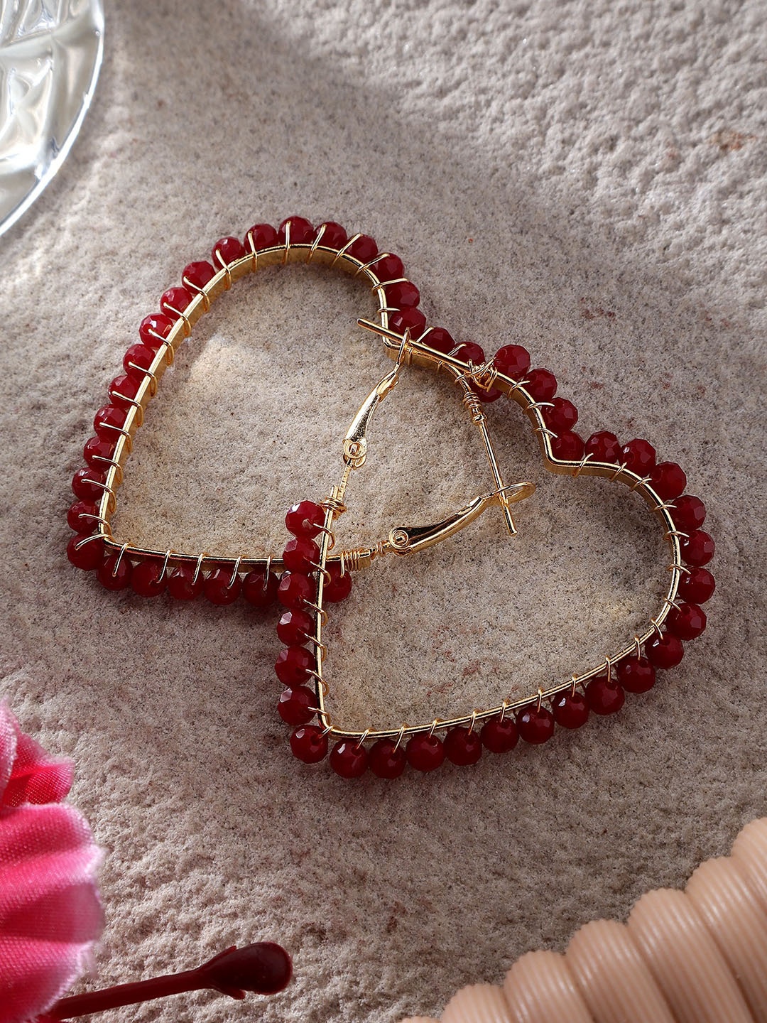 

Mali Fionna Gold-Plated Heart Shaped Hoop Earrings