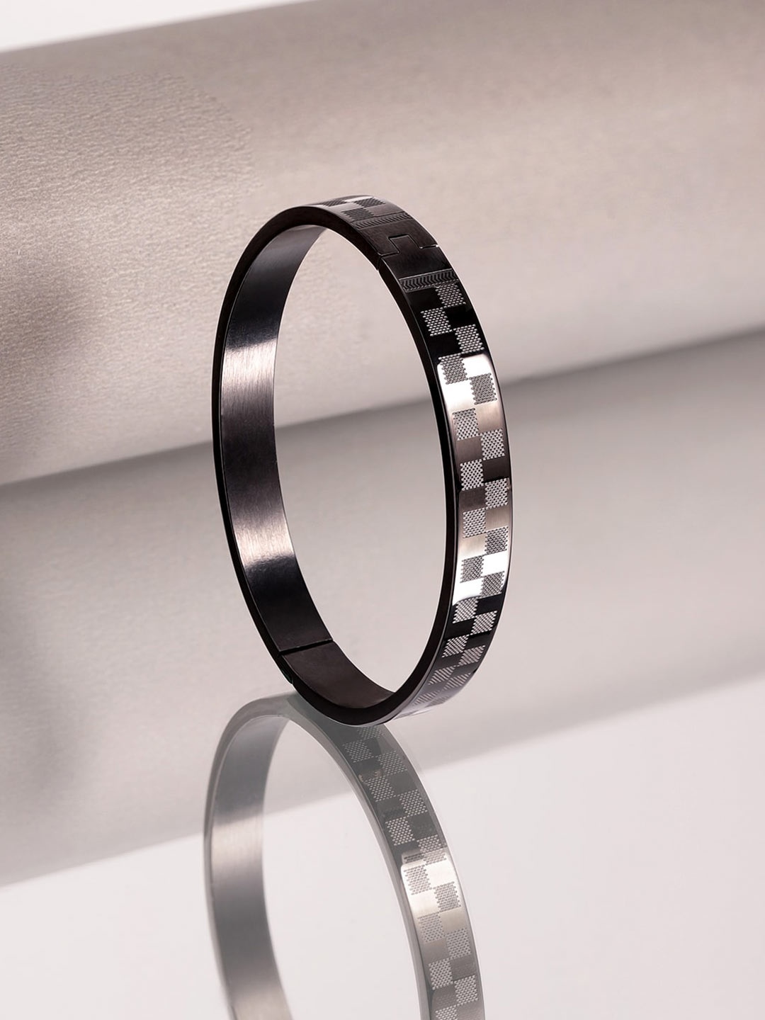 

Roadster Men Rhodium Plated Stainless Steel Tarnish-Free Waterproof Bracelet, Black
