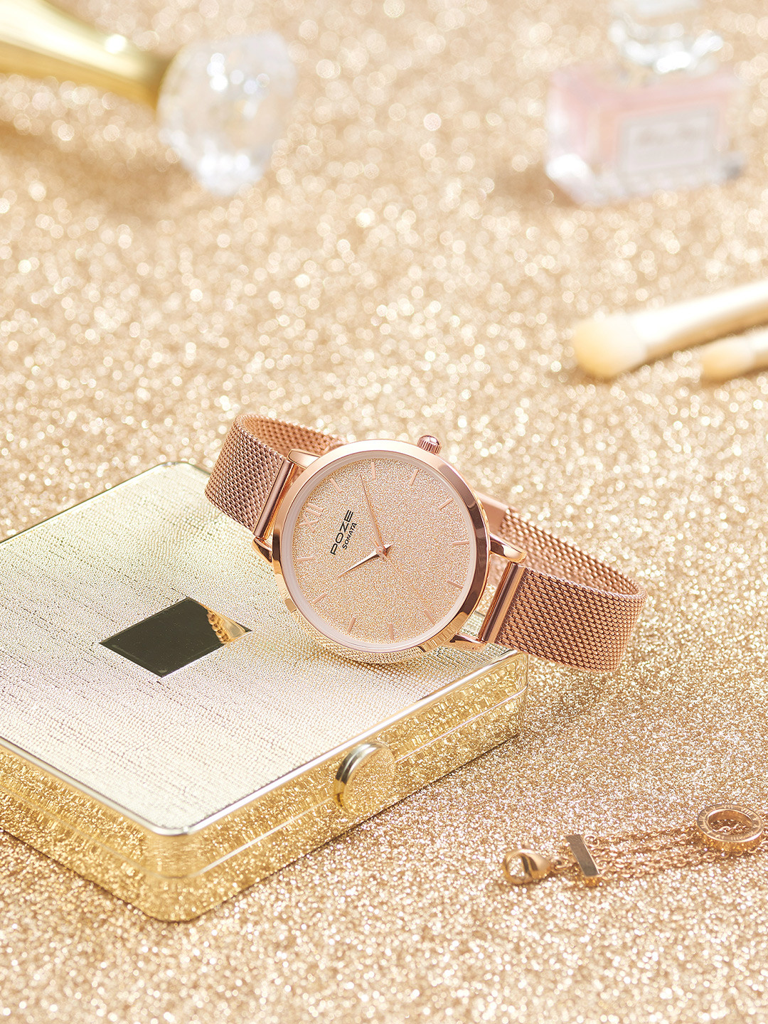 

Sonata Poze Women Brass Dial & Bracelet Style Straps Analogue Watch SP80023WM01W, Rose gold