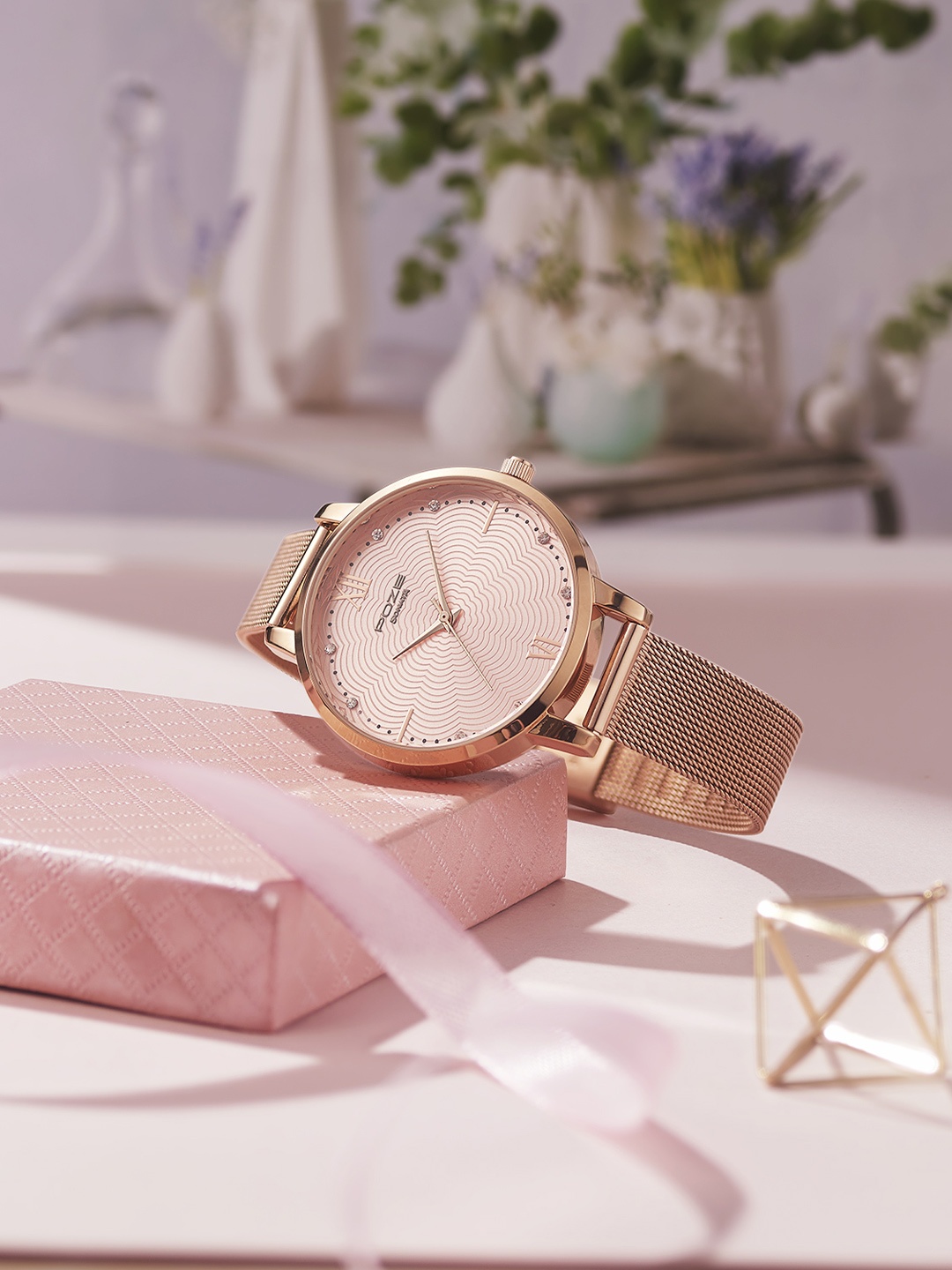 

Sonata Poze Women Bracelet Style Straps Analogue Watch SP80019WM01W, Rose gold