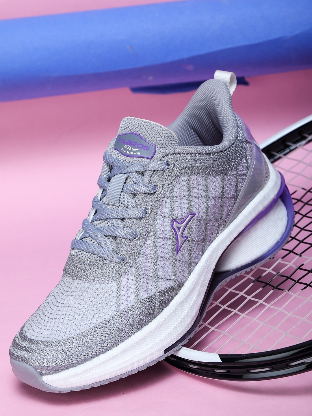 

ABROS Women Lace Up Running Shoes, Grey