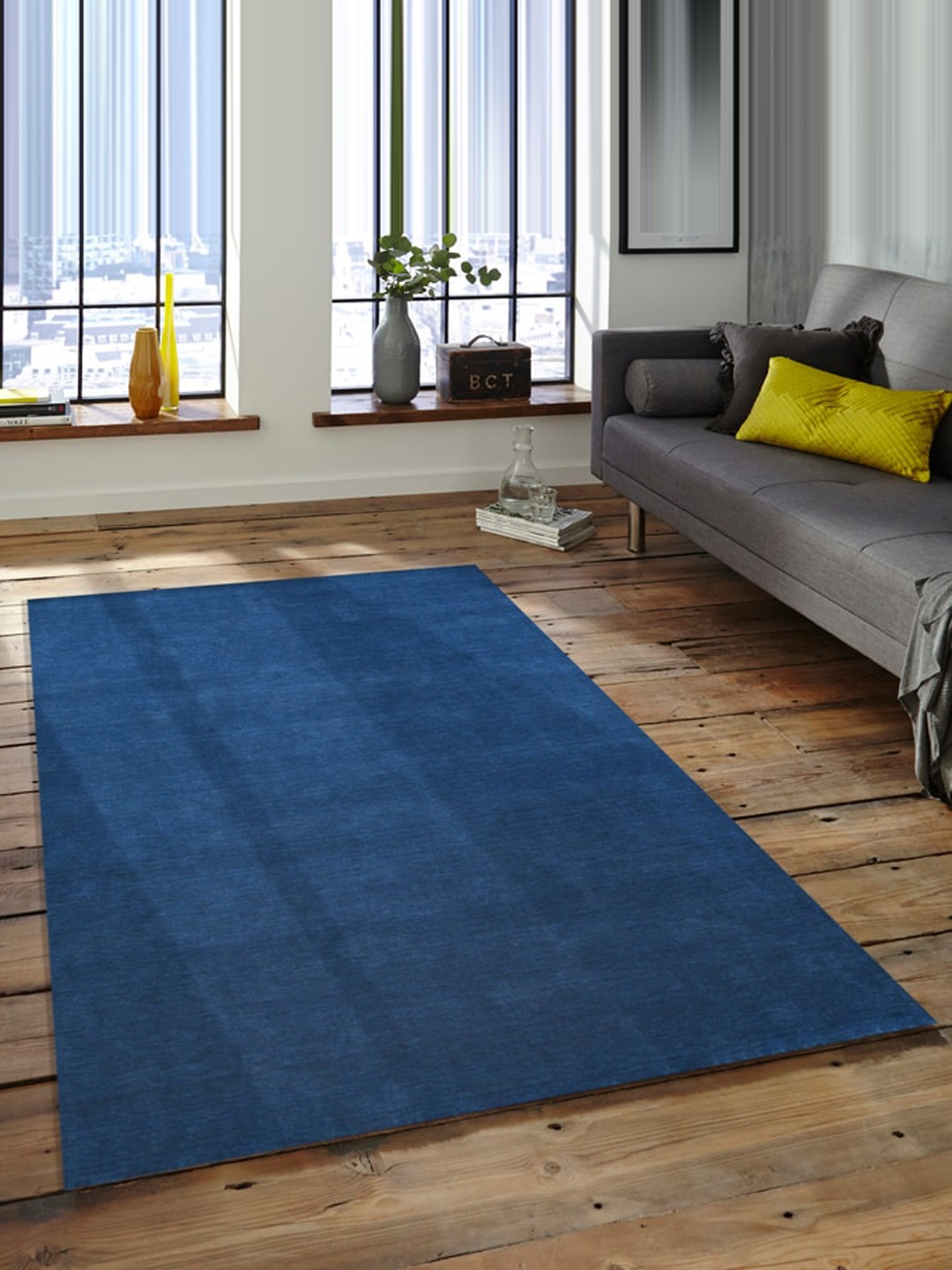 

saraswatii global Navy Blue Woollen Carpets