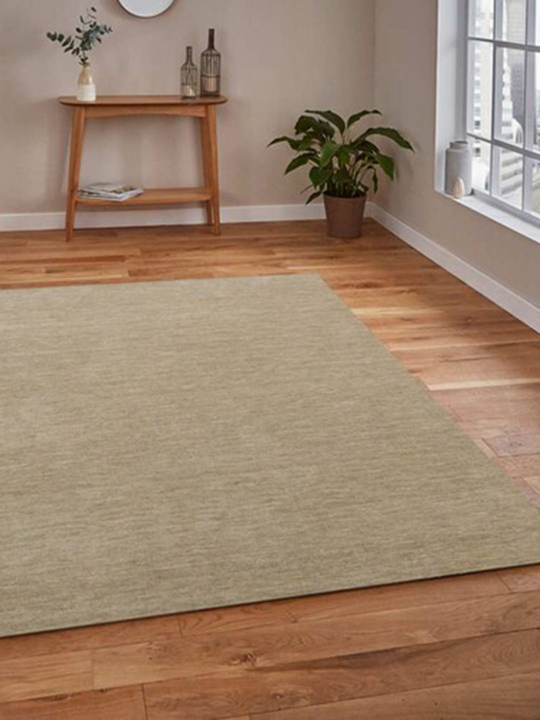 

saraswatii global Beige Hand-Tufted Woollen Carpet