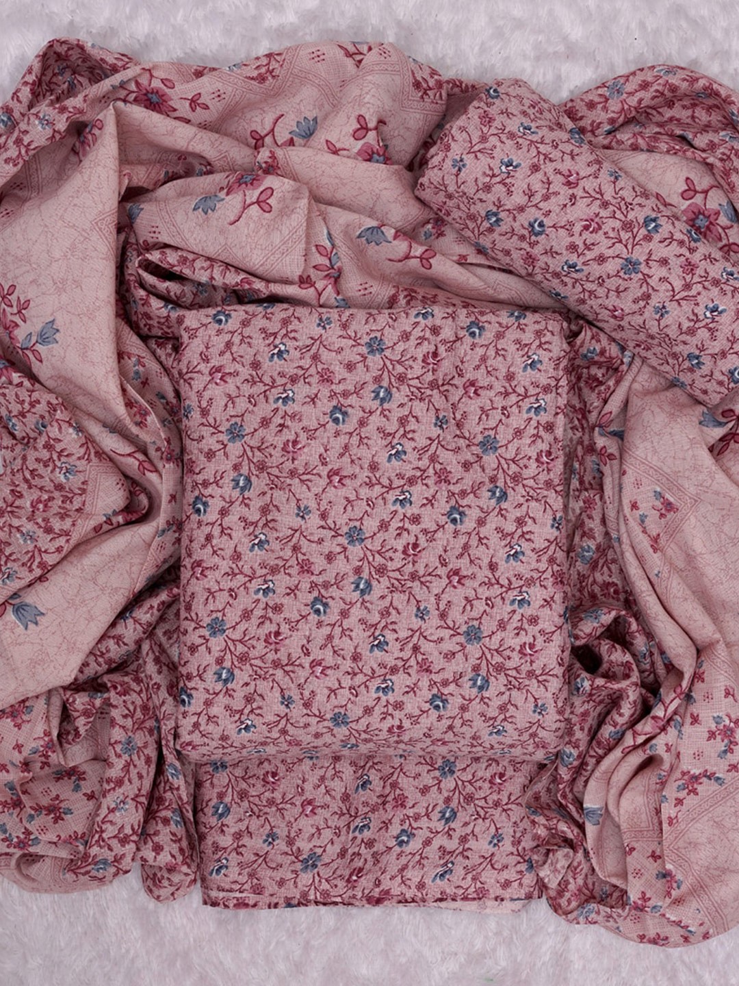

ASISA Floral Printed Pure Cotton Unstitched Dress Material, Pink