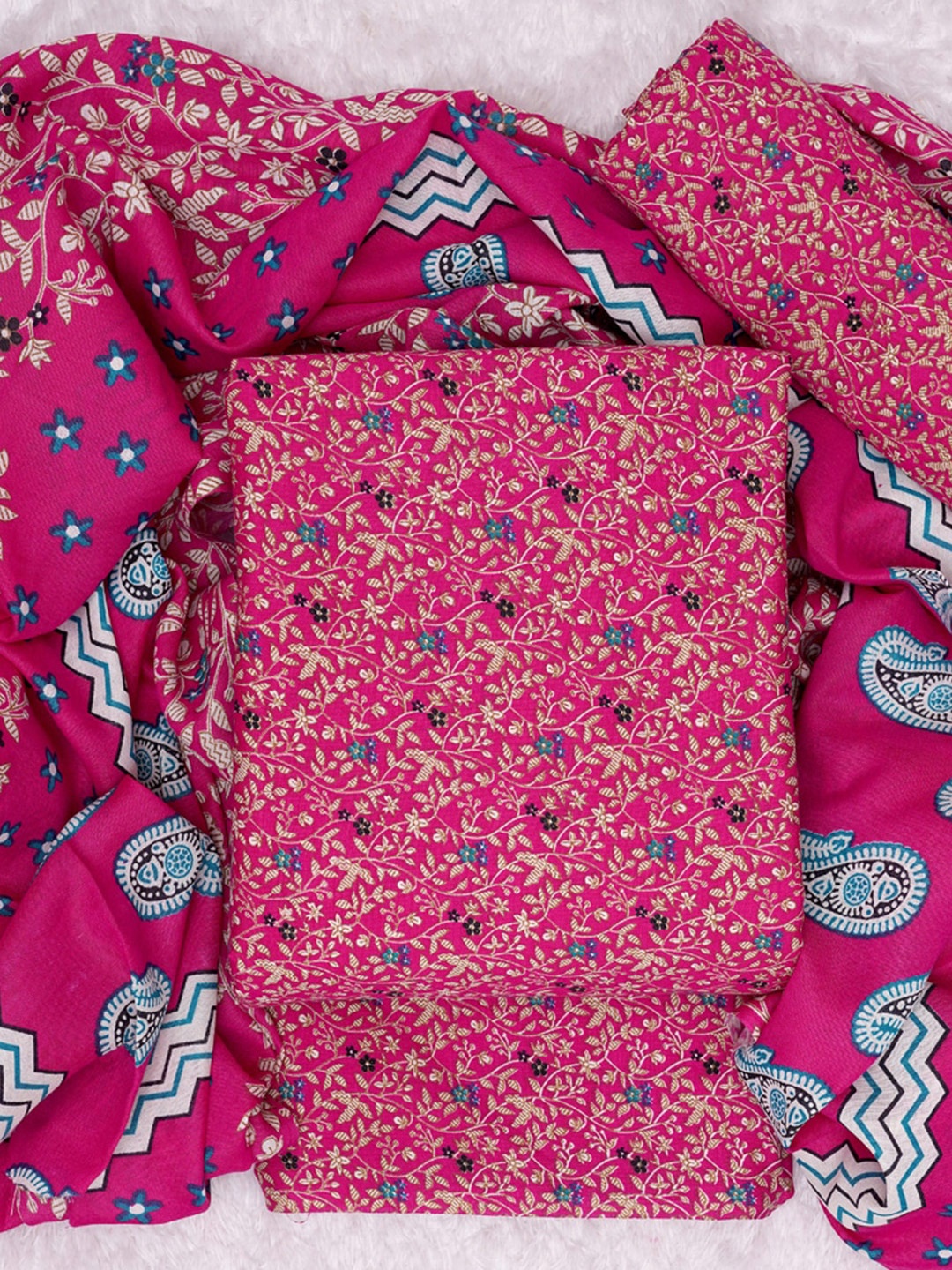 

ASISA Floral Printed Pure Cotton Unstitched Dress Material, Pink
