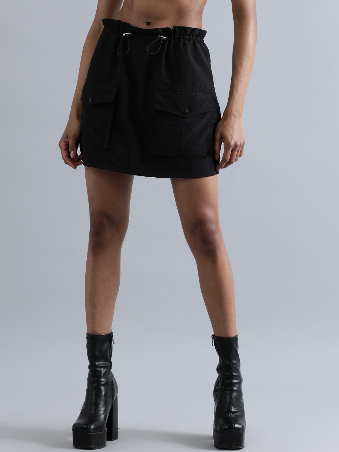 

Bene Kleed Mid-Rise Parachute Fit Above Knee-Length A-Line Skirt, Black