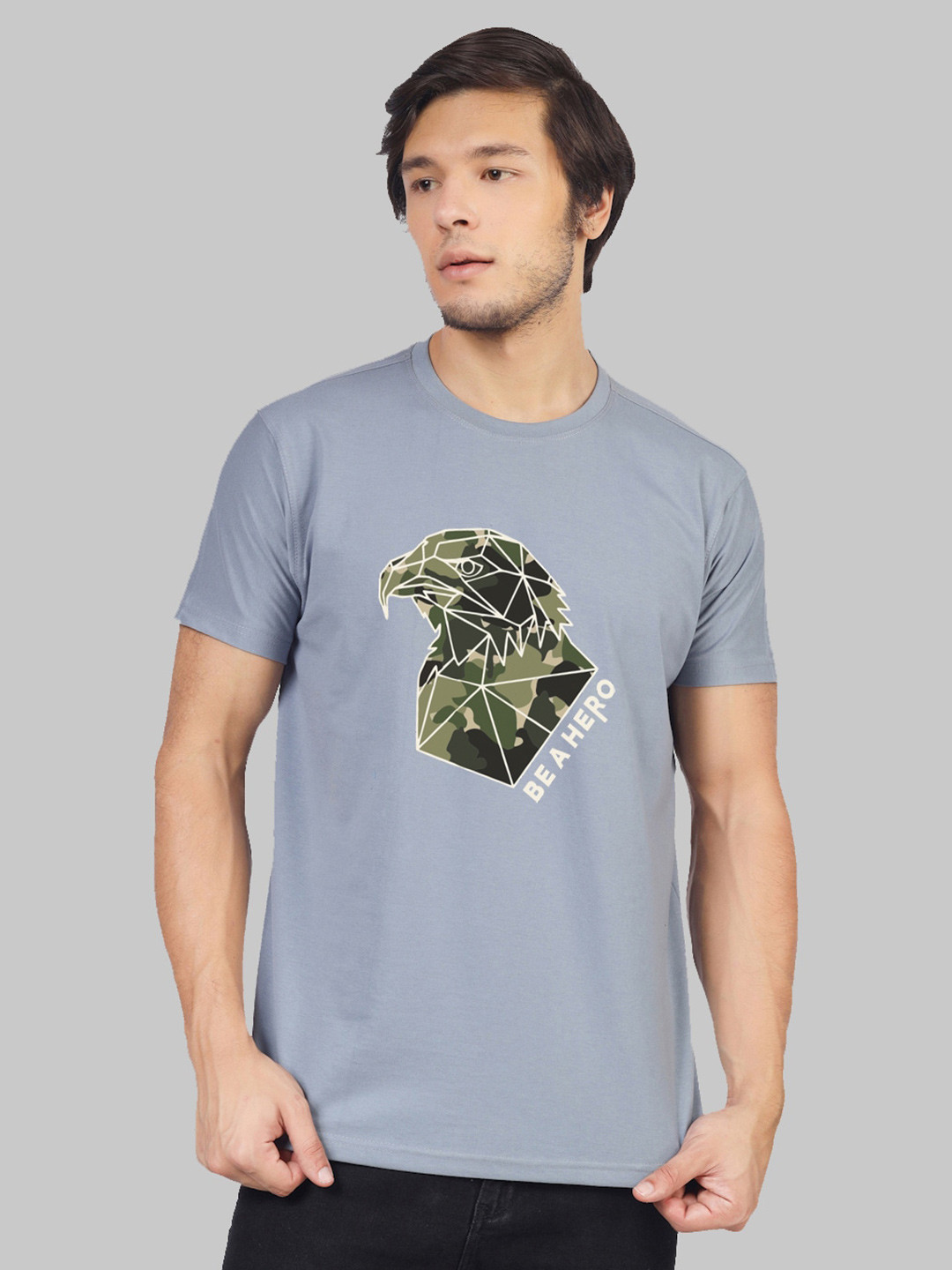 

Greylongg Graphic Printed Round neck T-shirt, Grey