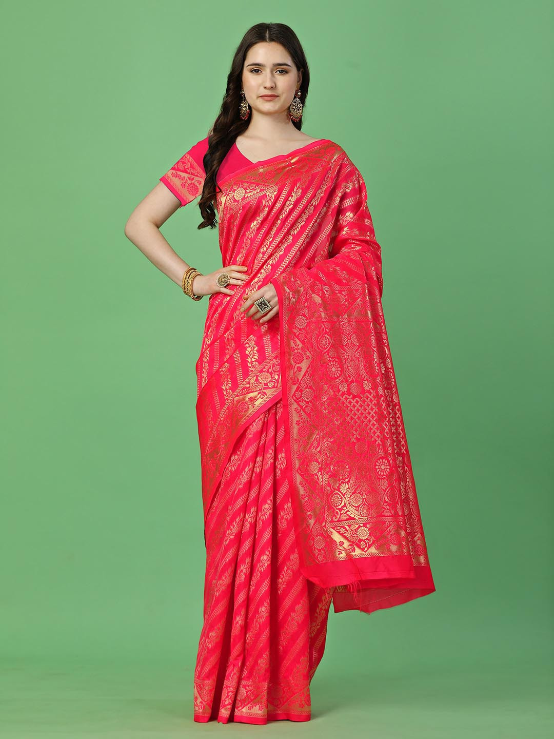 

Leelavati Ethnic Motifs Woven Design Zari Pure Silk Kanjeevaram Saree, Red