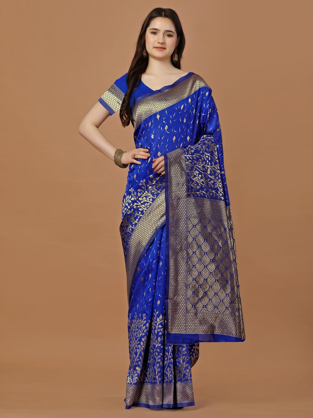 

Leelavati Ethnic Motifs Zari Pure Silk Kanjeevaram Saree, Blue