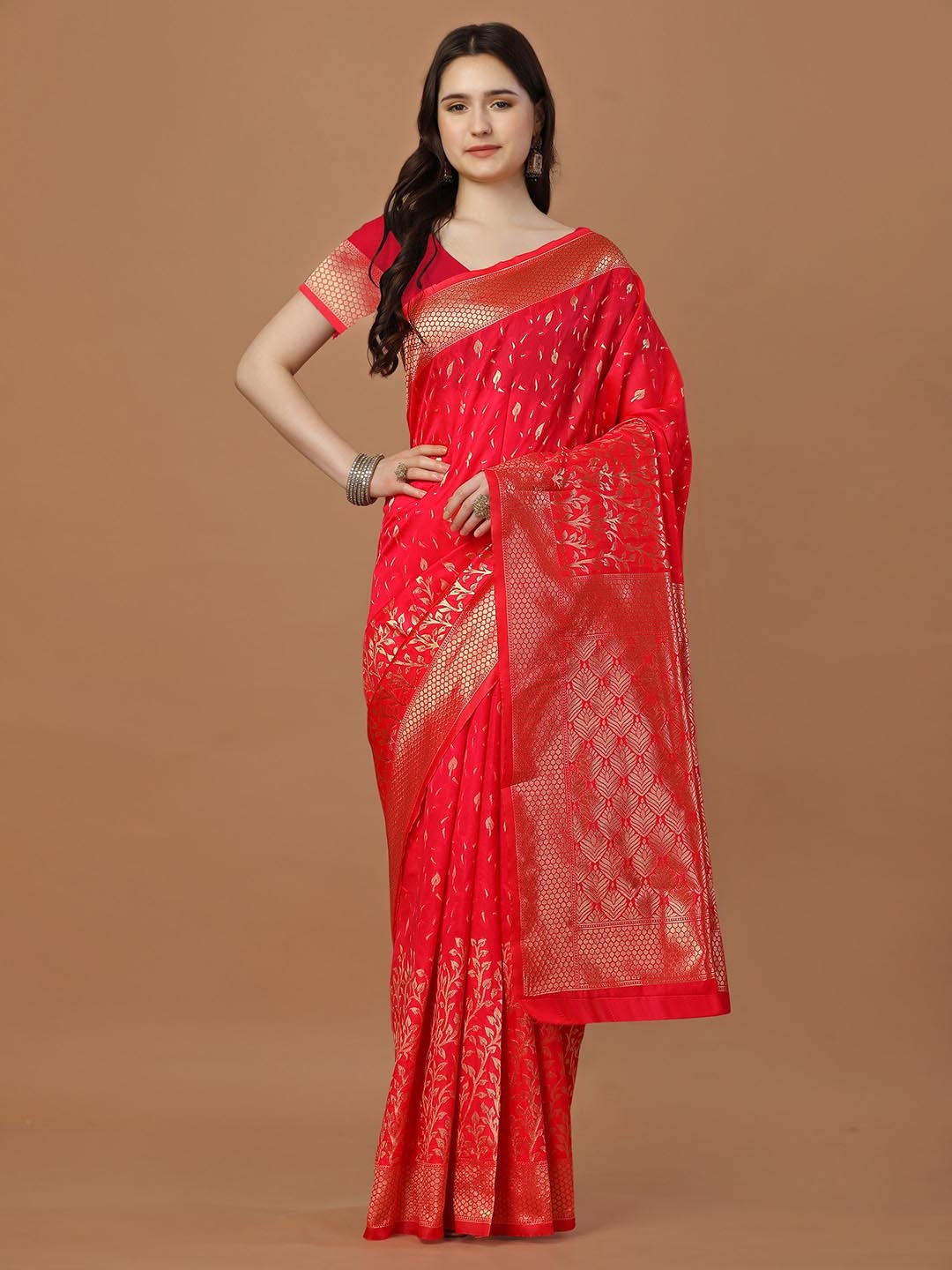 

Leelavati Ethnic Motifs Woven Design Zari Pure Silk Kanjeevaram Saree, Red