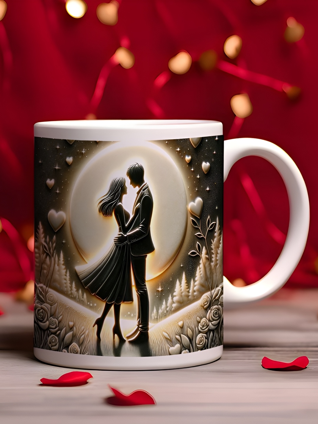 

Phirki Studio Valentine Day Couple Designe Ceramic Mug Gift Set, White