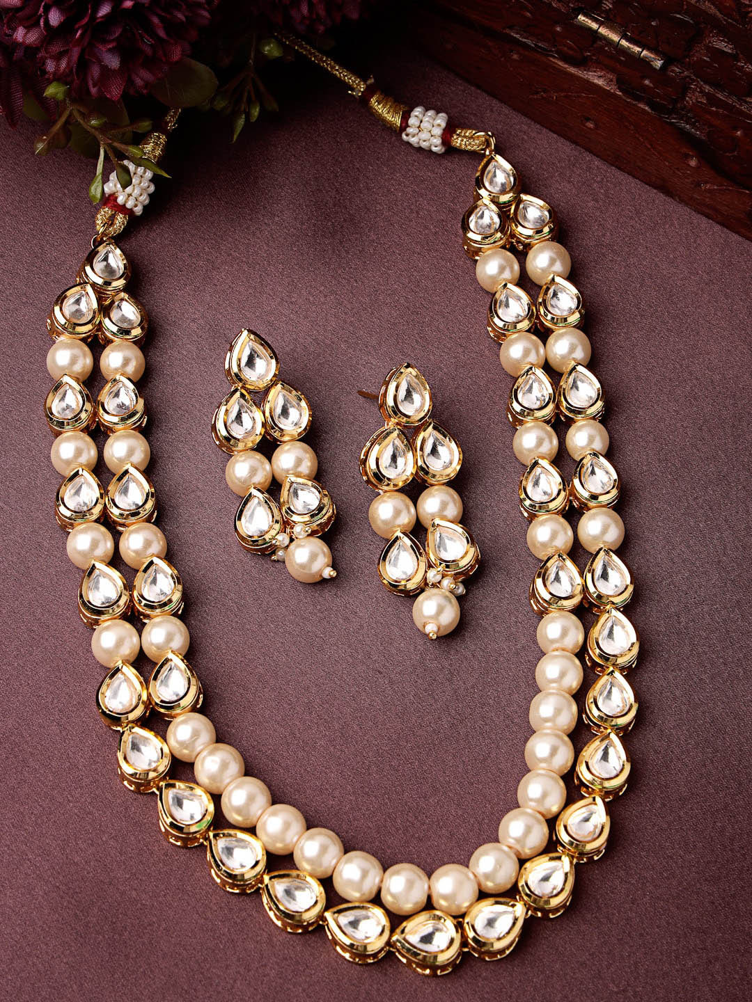 

ADIVA Gold-Plated Kundan Studded Jewellery Set