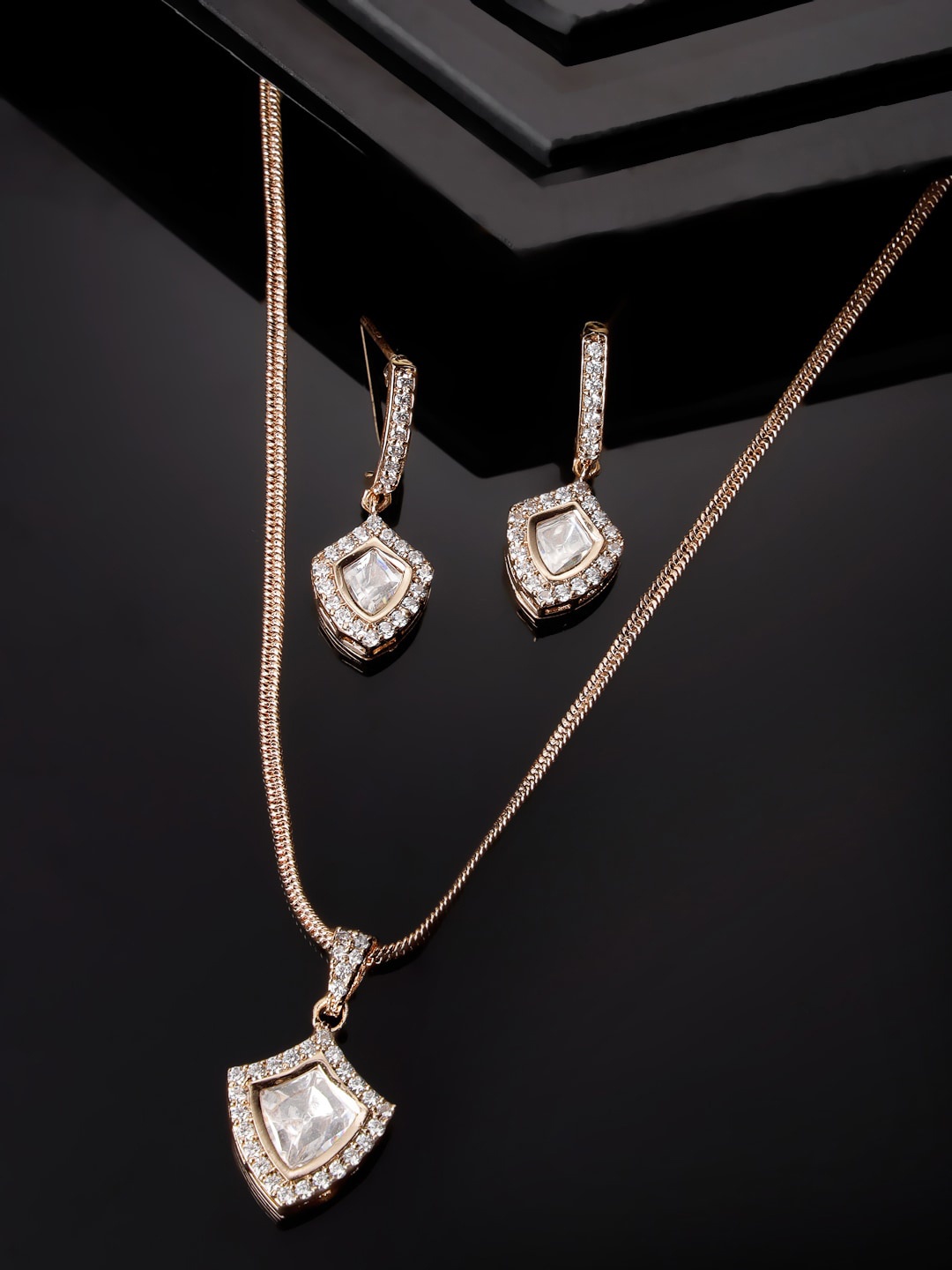 

ADIVA Gold-Plated AD Stone Studded Jewellery Set