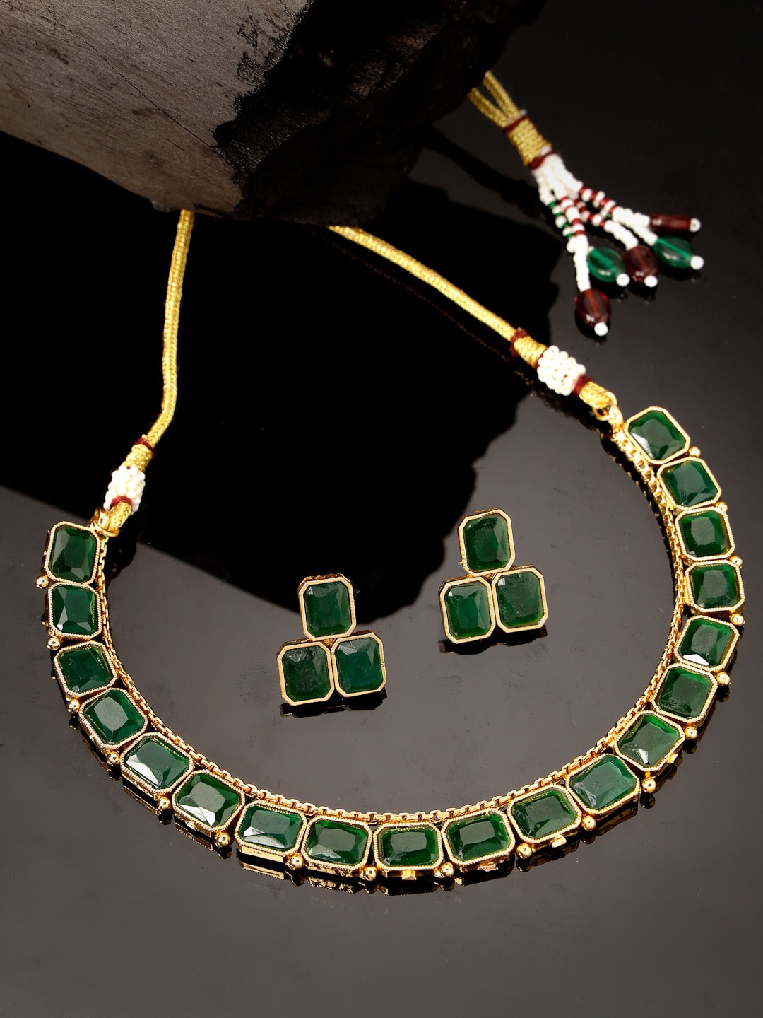 

ADIVA Gold-Plated Stone-Studded Jewellery Set