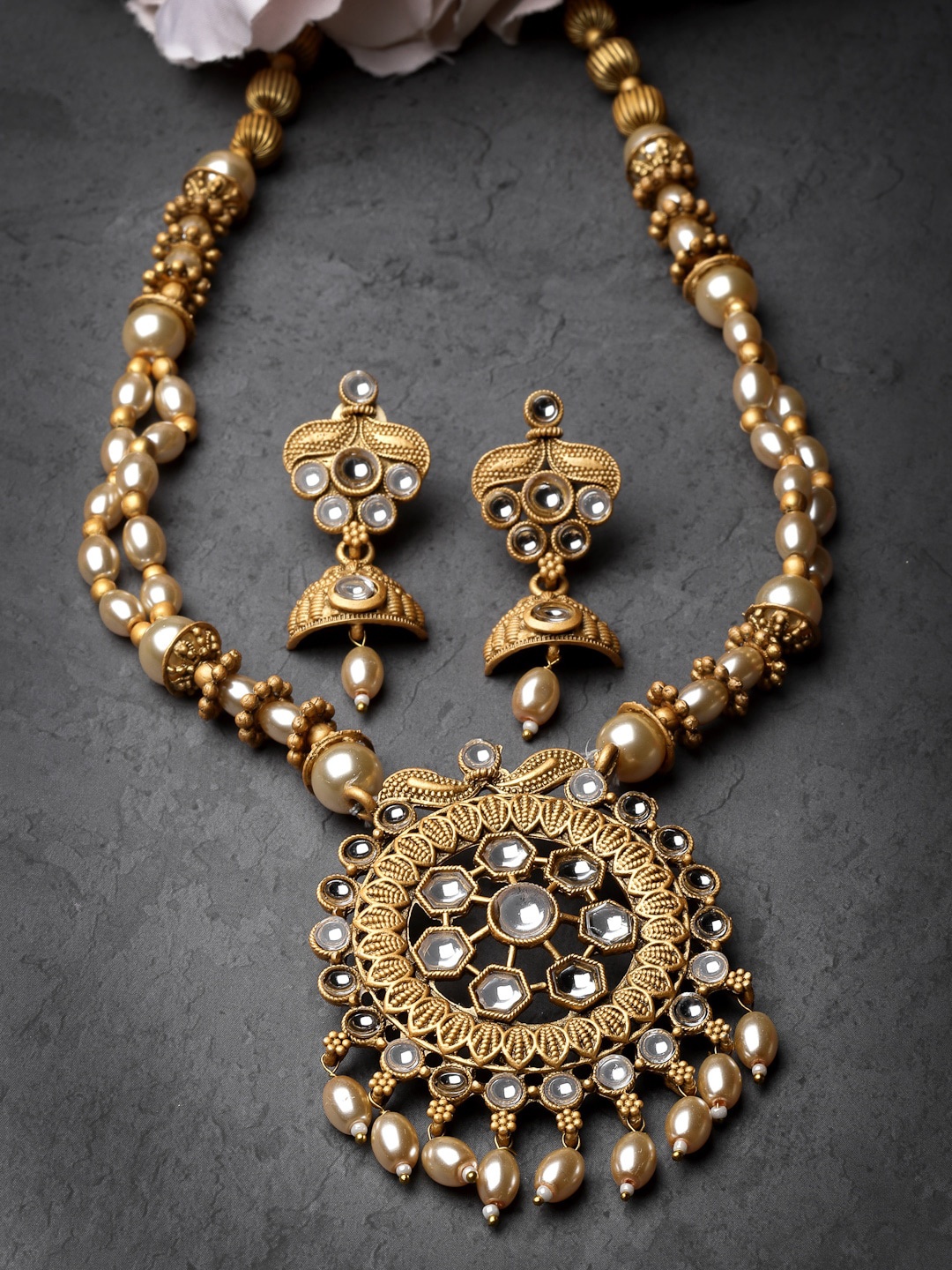 

ADIVA Gold-Plated Atrificial Stone Studded Jewellery Set