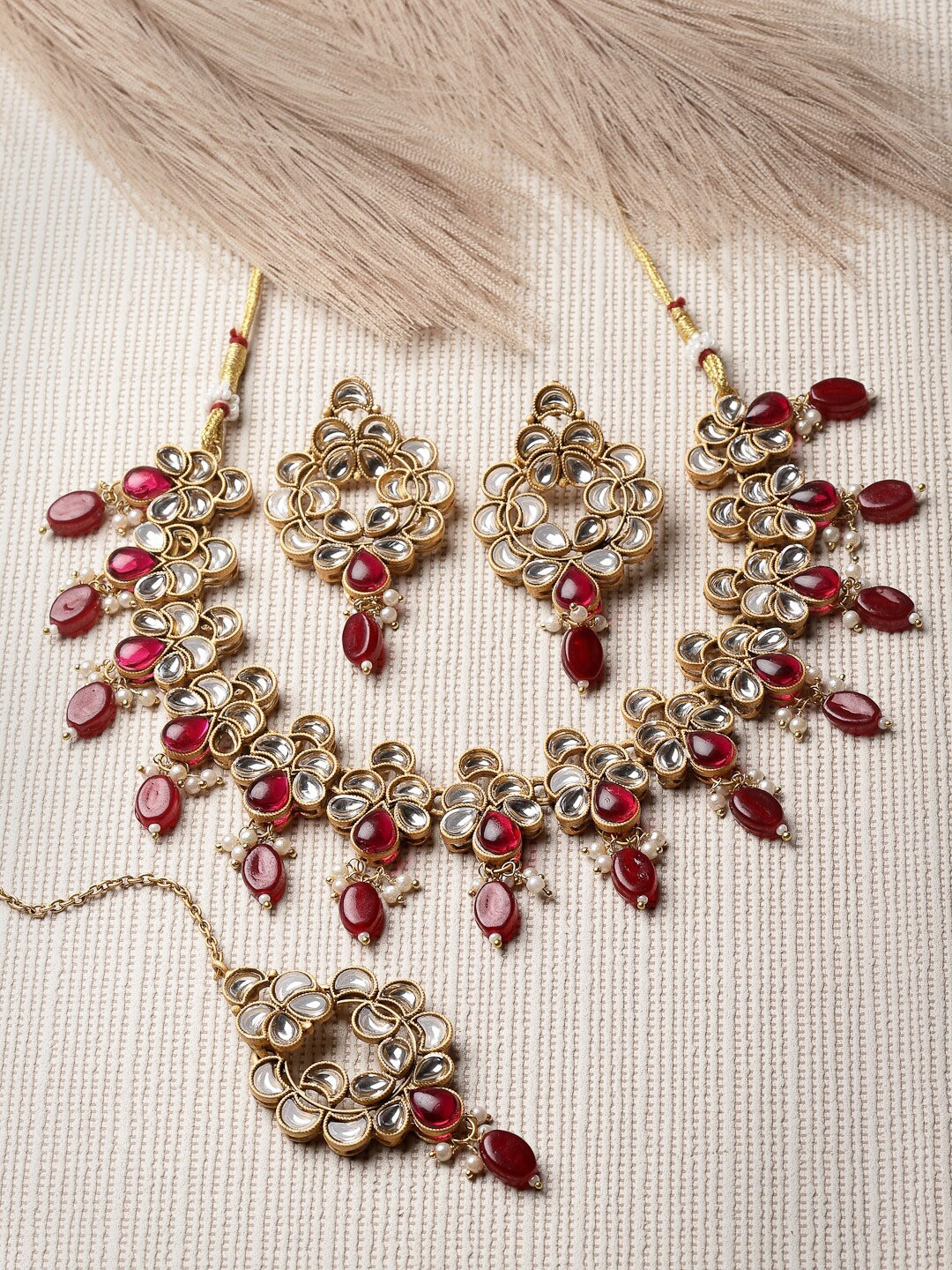 

ADIVA Gold-Plated Atrificial Stone Studded Jewellery Set