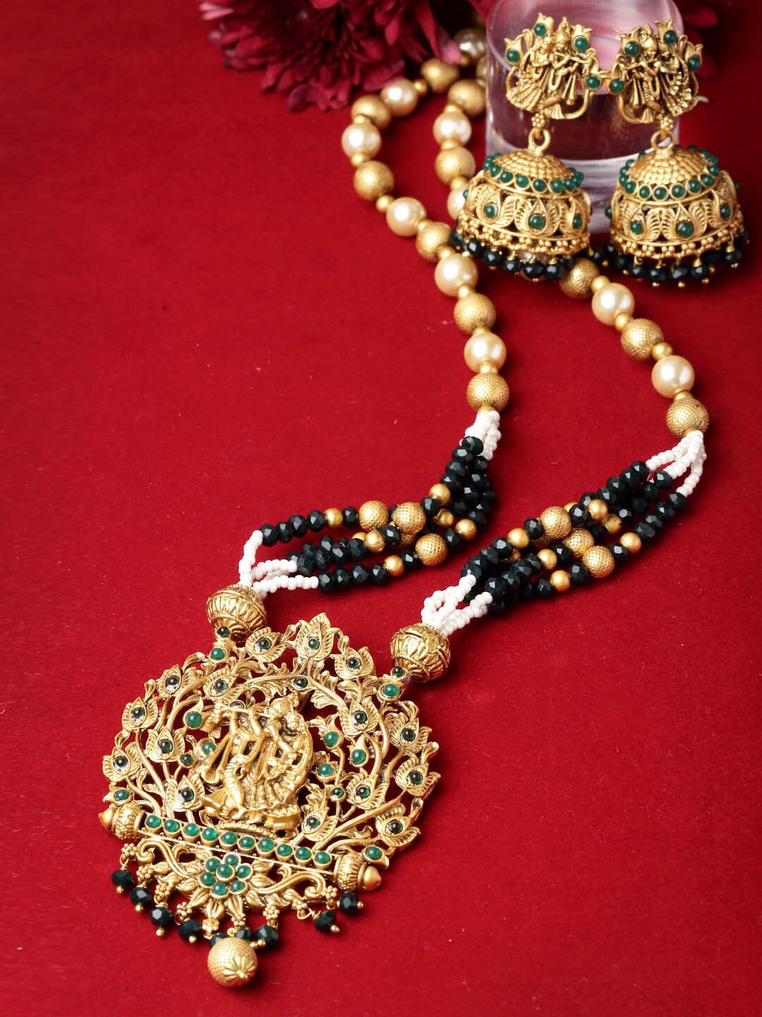 

ADIVA Gold-Plated Atrificial Stone Studded Jewellery Set