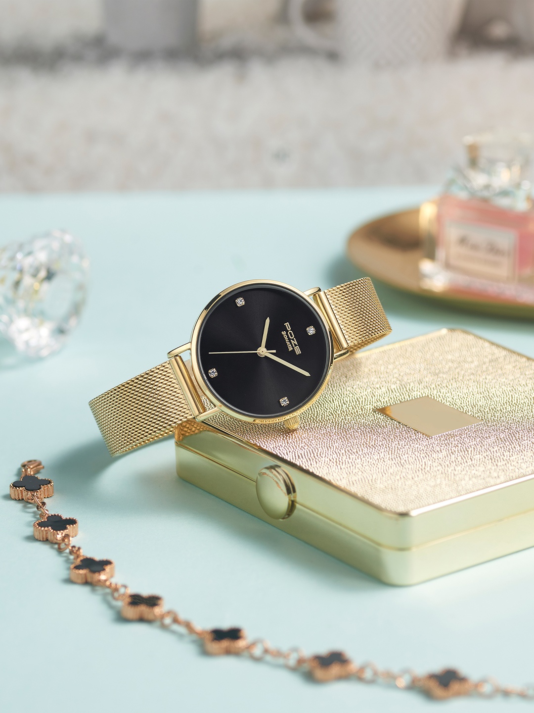 

Sonata Poze Women Bracelet Style Straps Analogue Watch SP80048YM02W, Gold
