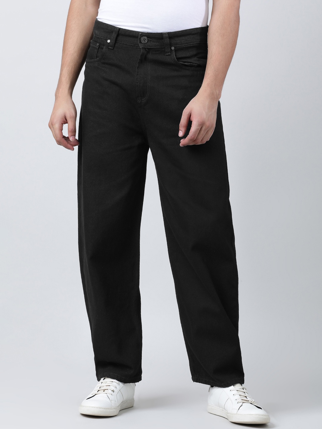 

Bene Kleed Men Mid-Rise Baggy Fit Cotton Jeans, Black