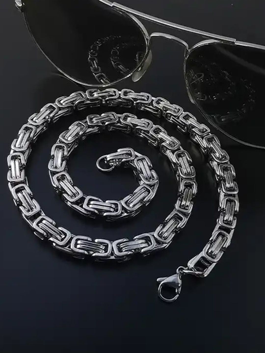 

MEENAZ Men Silver-Plated Stainless Steel Chain