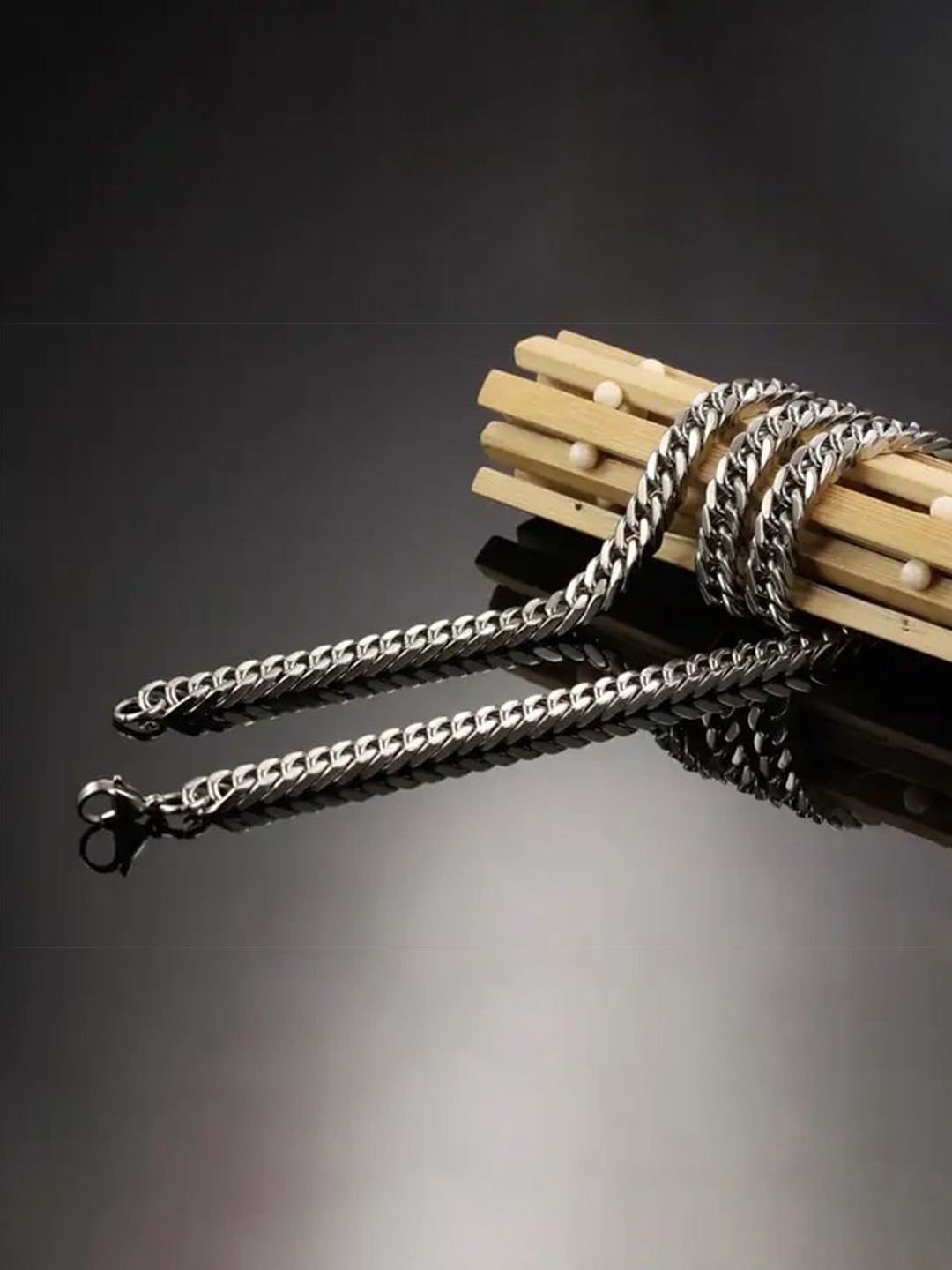 

MEENAZ Men Stainless Steel Silver-Plated Choker Chain